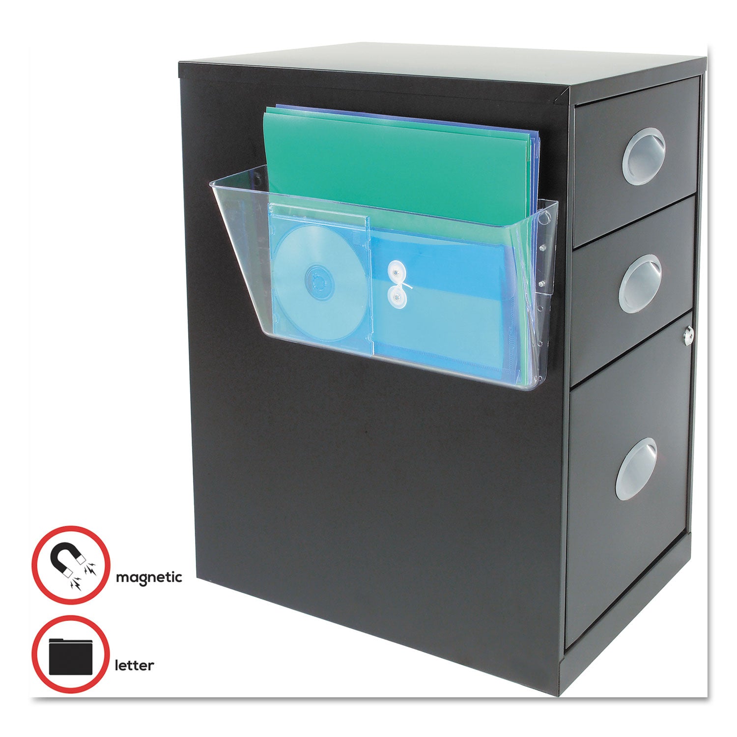 Deflecto Magnetic DocuPocket - 1 Compartment(s) - 7" Height x 13" Width x 4" Depth - Clear - Plastic - 1 Each