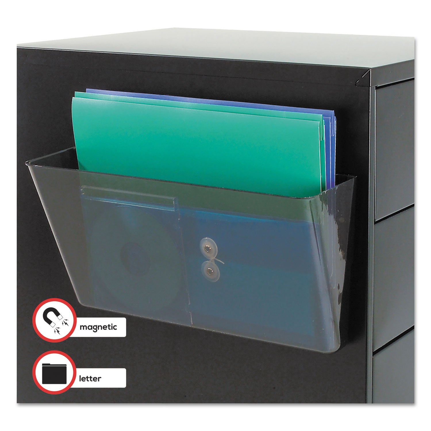 Deflecto Magnetic DocuPocket - 7" Height x 13" Width x 4" Depth - Smoke - Plastic - 1 Each