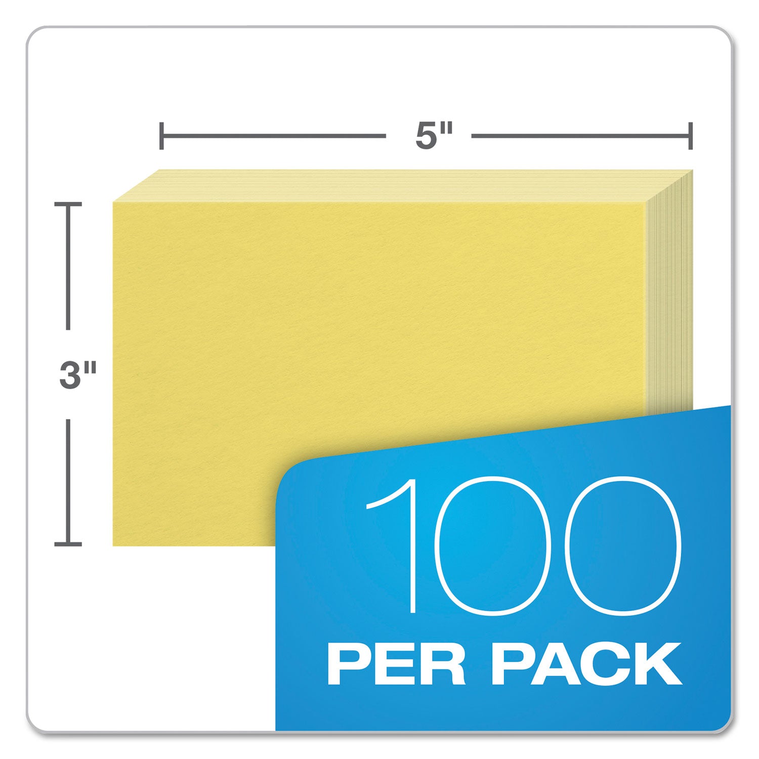 Oxford Colored Blank Index Cards, 3" x 5", Canary, Plain, Durable, Recycled, 100 Sheets per Pack