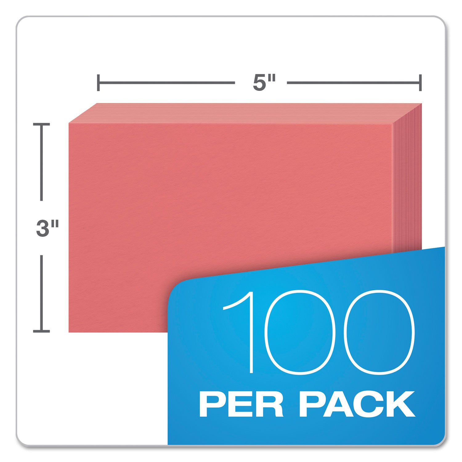 Oxford Colored Blank Index Cards, Cherry, 3" x 5", Plain, Durable, 100 Sheets per Pack