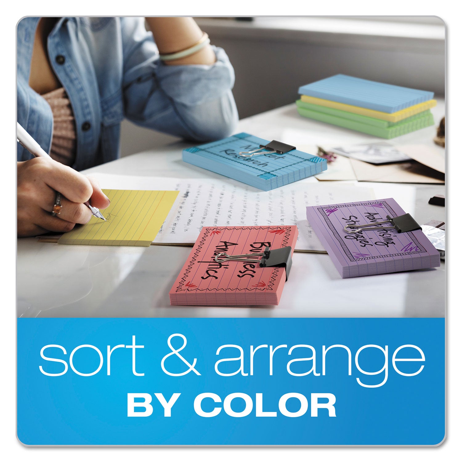 Oxford Colored Ruled Index Cards - Front Ruling Surface - Ruled Front Ruling - 90 lb Basis Weight - 3" x 5" Sheet Size - Canary Paper - 100 / Pack