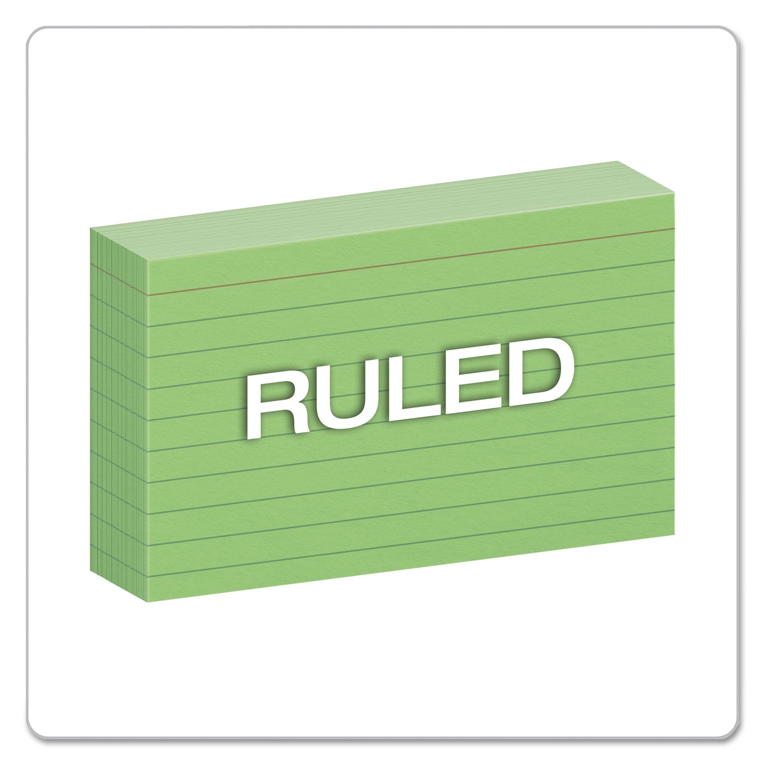 Oxford Colored Ruled Index Cards - Front Ruling Surface - Ruled Front Ruling - 90 lb Basis Weight - 3" x 5" Sheet Size - Green Paper - 100 / Pack