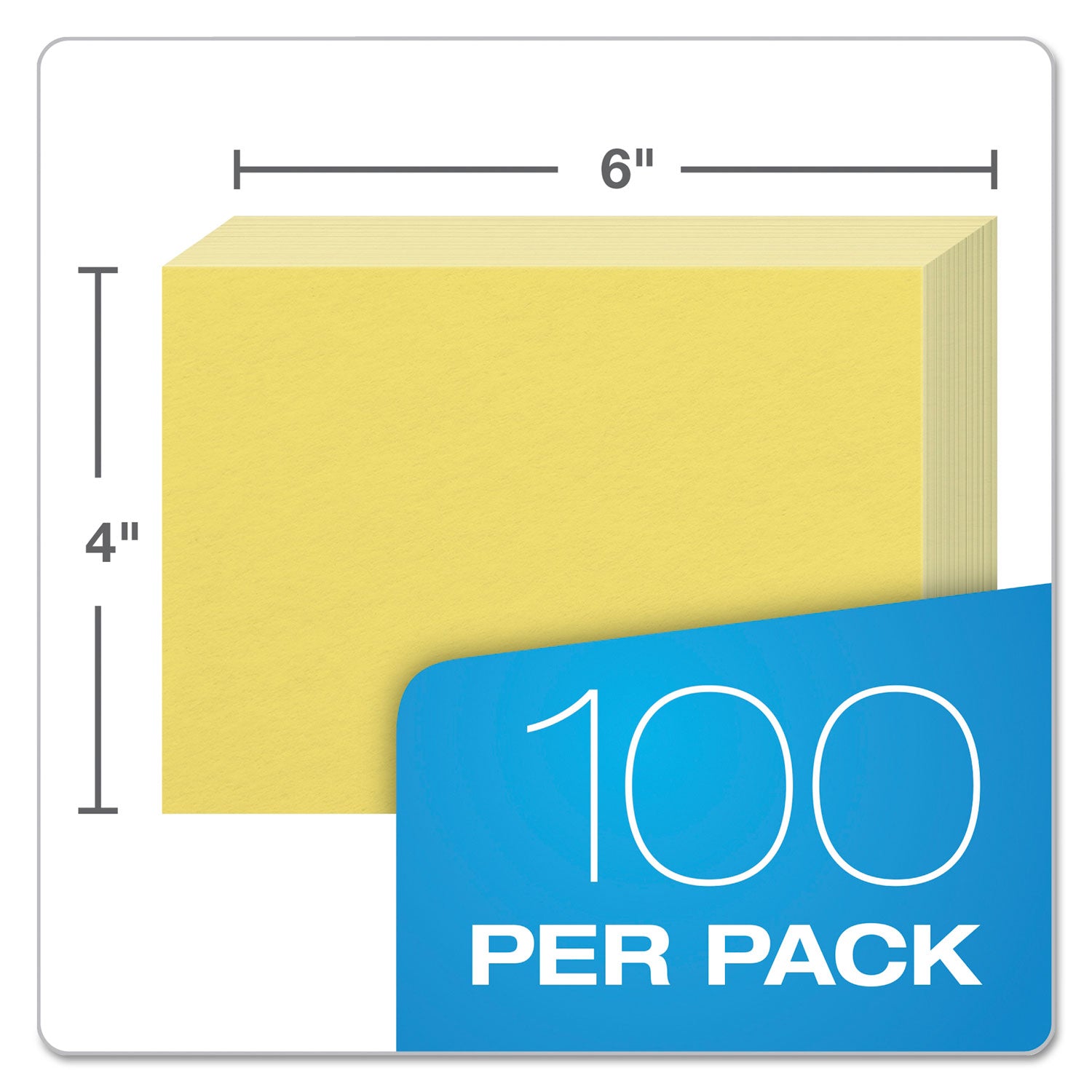 Oxford Colored Blank Index Cards, 4" x 6", Canary, 100 Sheets per Pack
