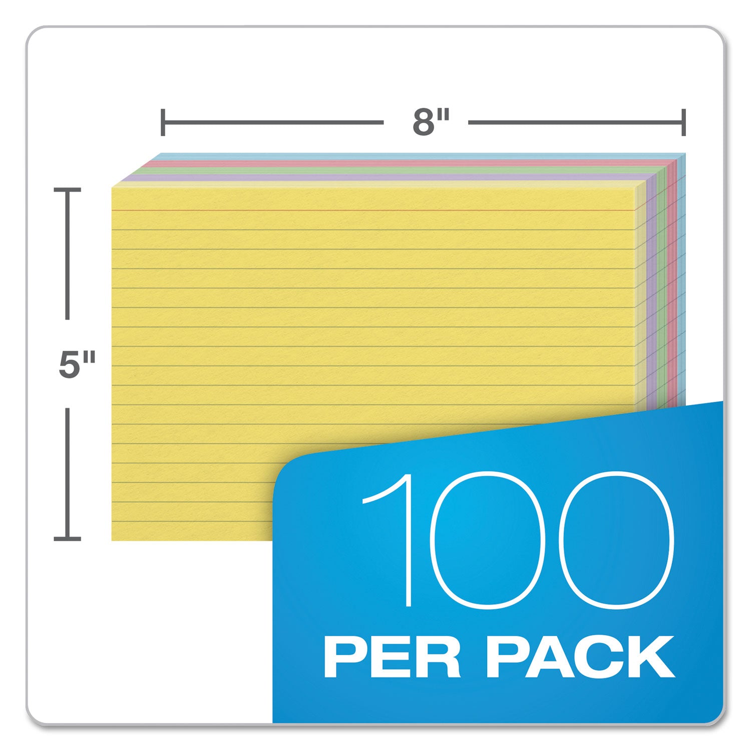 5" x 8" - Sustainable Forestry Initiative (SFI) - Acid-free - Cherry, Blue, Green, Canary, Violet - 100 / Pack