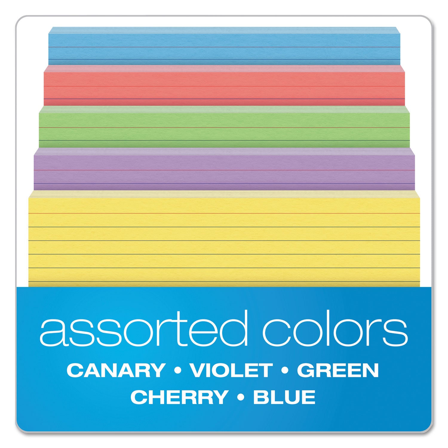 5" x 8" - Sustainable Forestry Initiative (SFI) - Acid-free - Cherry, Blue, Green, Canary, Violet - 100 / Pack
