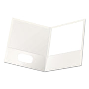 Oxford Showfolio Letter Pocket Folder - 8 1/2" x 11" - 100 Sheets Capacity - 2 Internal Pocket(s) - White - Laminated, High Gloss, Soil Resistant, Moisture Resistant, Die-cut, Twin Pocket - 25 / Box
