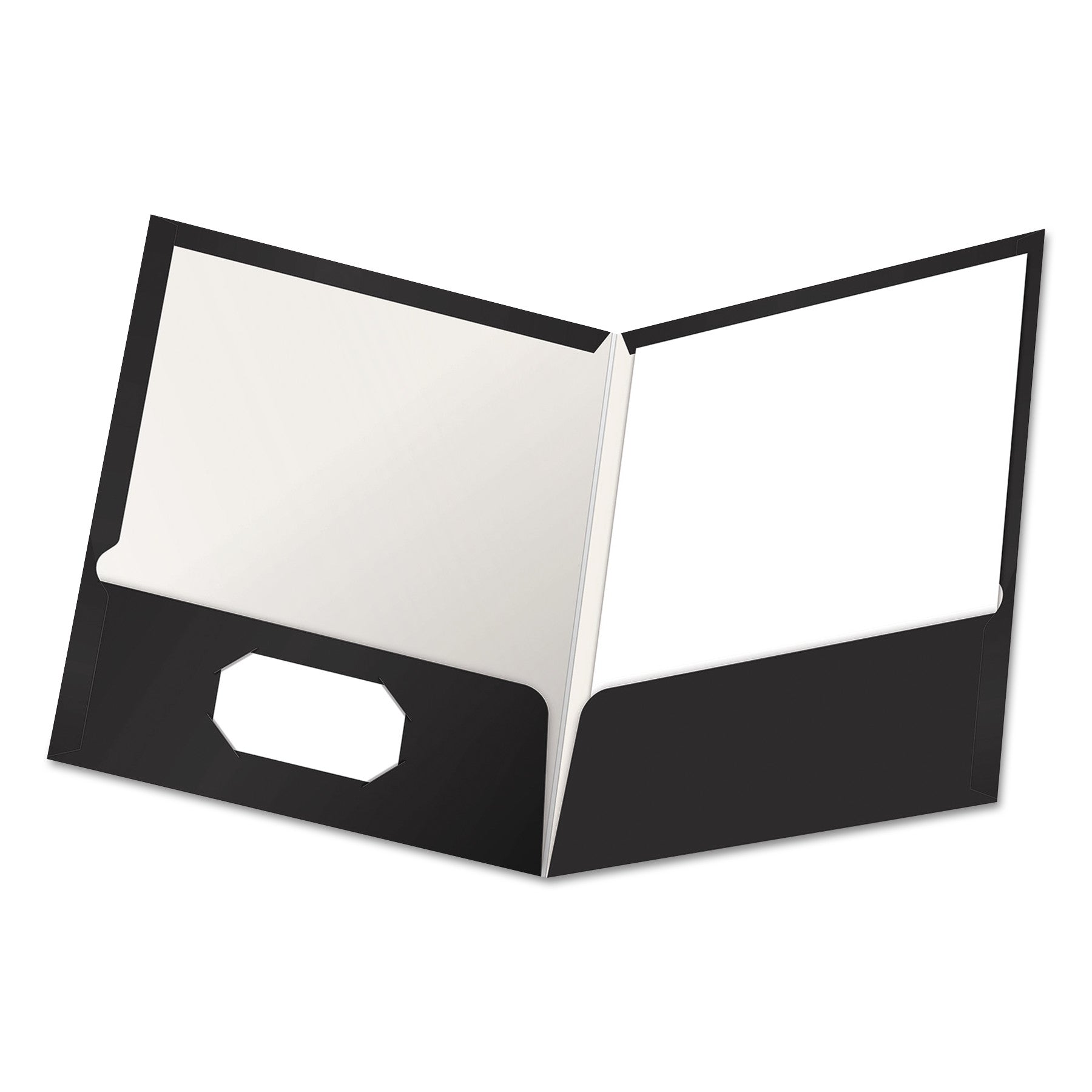Oxford Showfolio Letter Pocket Folder - 8 1/2" x 11" - 100 Sheets Capacity - 2 Internal Pocket(s) - Black - Laminated, Twin Pocket - 25 / Box