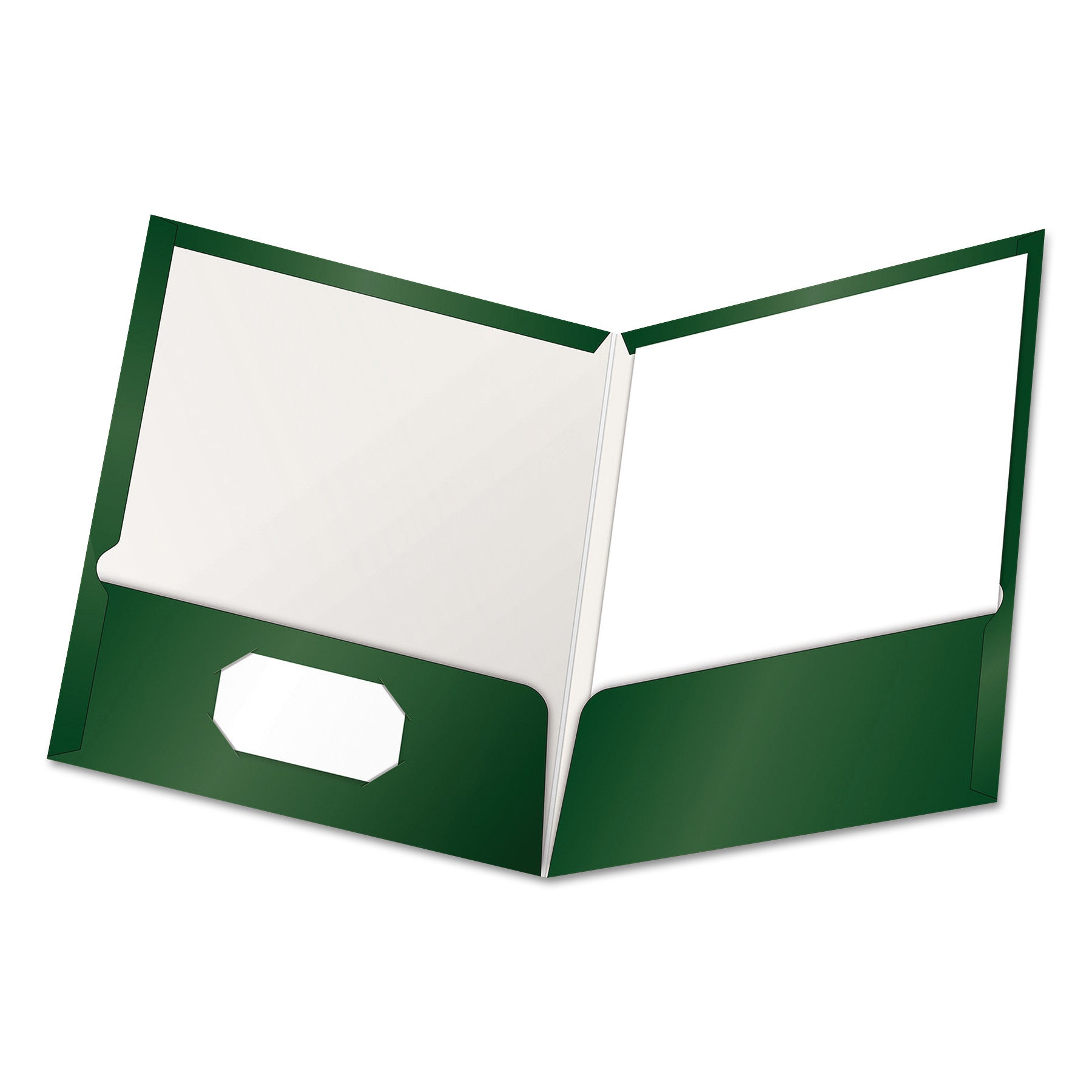 Oxford Letter Pocket Folder - 8 1/2" x 11" - 100 Sheets Capacity - 2 Pocket(s) - Green - Laminated, High Gloss, Soil Resistant, Moisture Resistant, Die-cut - 25 / Box