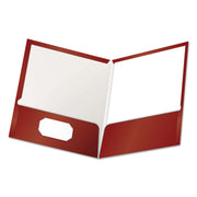 Oxford Letter Pocket Folder - 8 1/2" x 11" - 2 Pocket(s) - Crimson Red - Laminated - 25 / Box