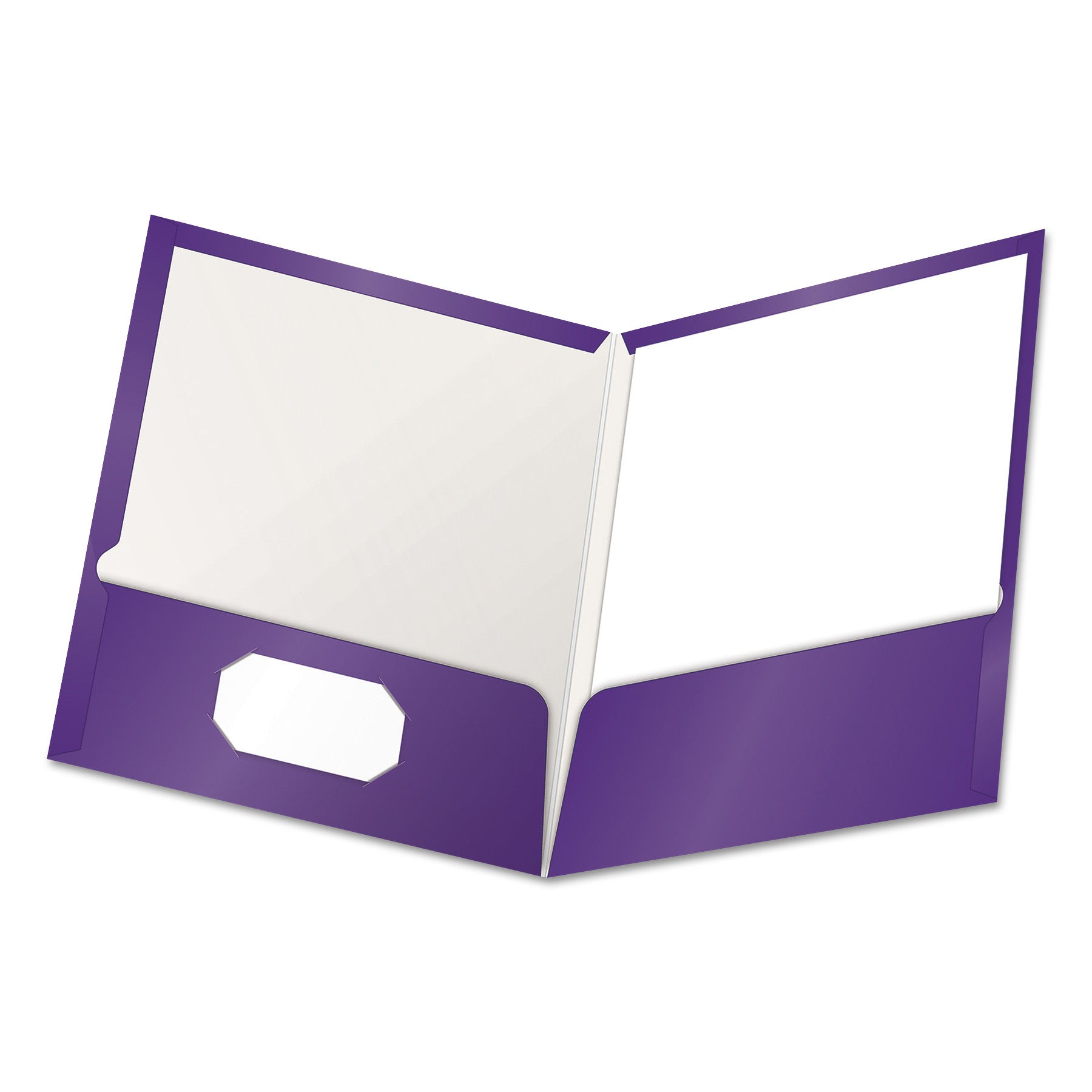 Oxford Letter Pocket Folder - 8 1/2" x 11" - 100 Sheets Capacity - 2 Pocket(s) - Purple - Laminated, High Gloss, Soil Resistant, Moisture Resistant, Die-cut - 25 / Box