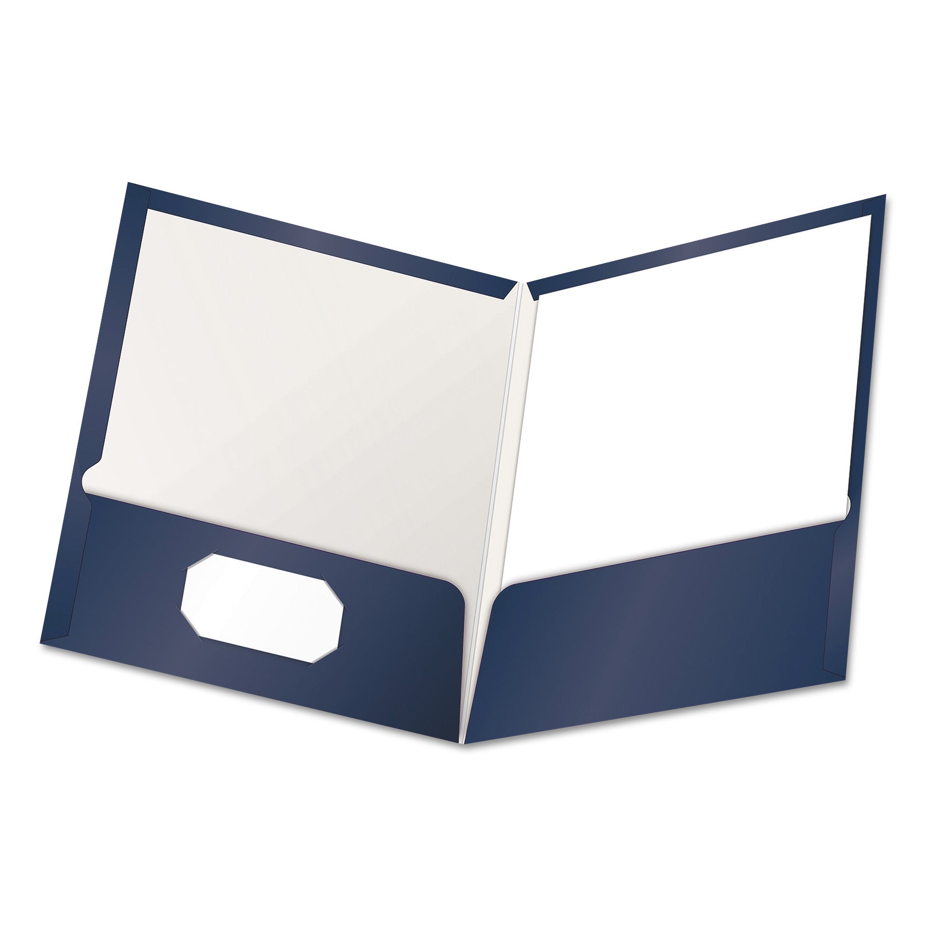 Oxford Showfolio Letter Pocket Folder - 8 1/2" x 11" - 100 Sheets Capacity - 2 Pocket(s) - Paperboard - Dark Blue - High Gloss, Soil Resistant, Moisture Resistant, Die-cut, Laminated, Twin Pocket - 25 / Box
