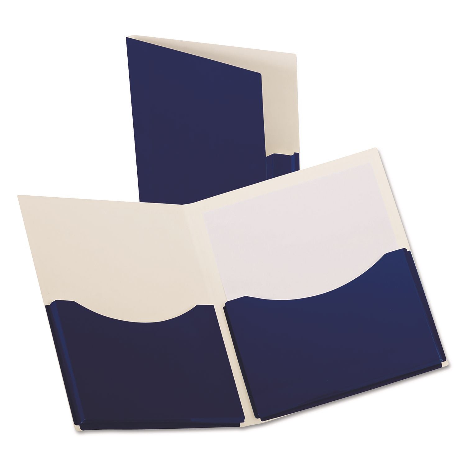 Oxford Letter Pocket Folder - 8 1/2" x 11" - 200 Sheets Capacity - 2 Pocket(s) - Navy - Laminated, Gloss Finish - 20 / Box