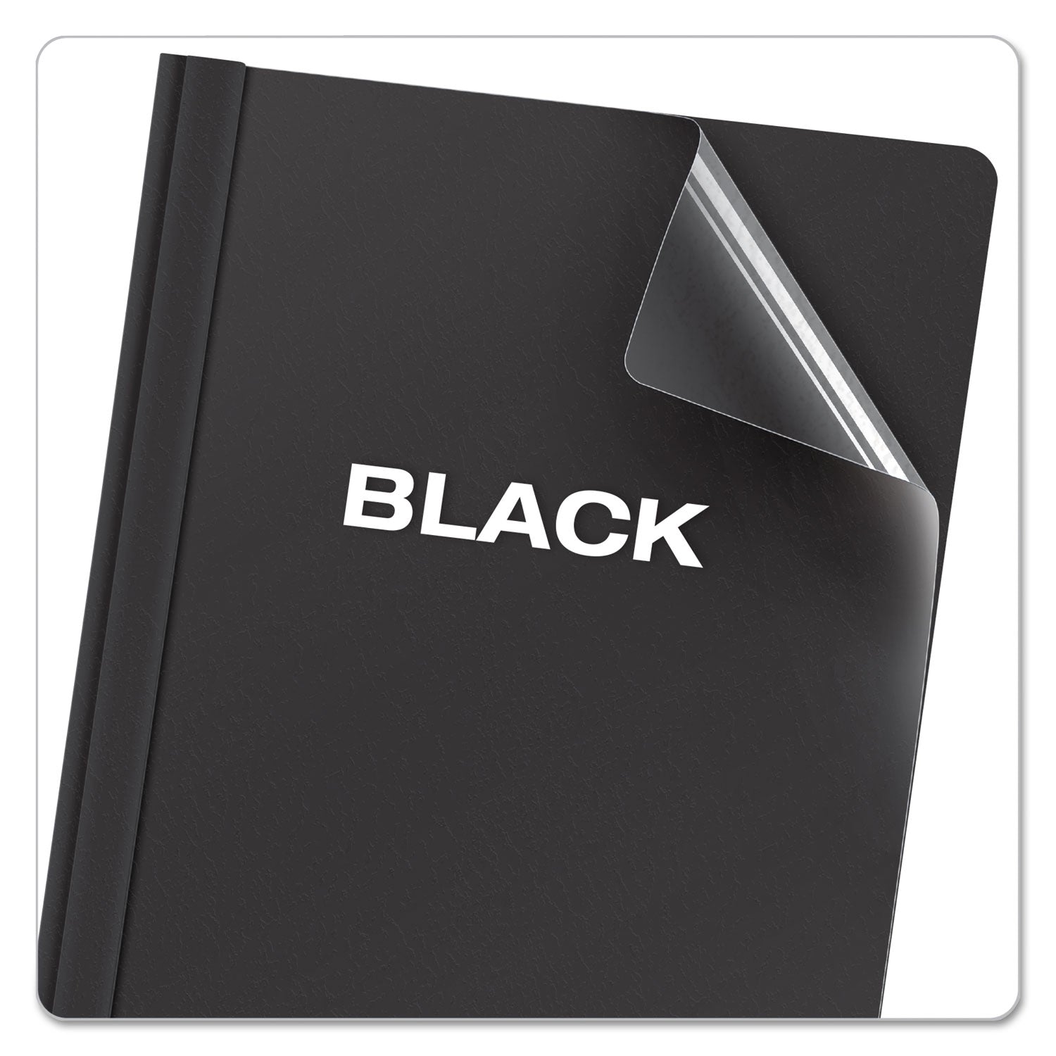 Oxford Letter Report Cover - 8 1/2" x 11" - 100 Sheets Capacity - 3 x Tang Fastener(s) - 1/2" for Folder - Leatherette - Black, Clear - 25 / Box