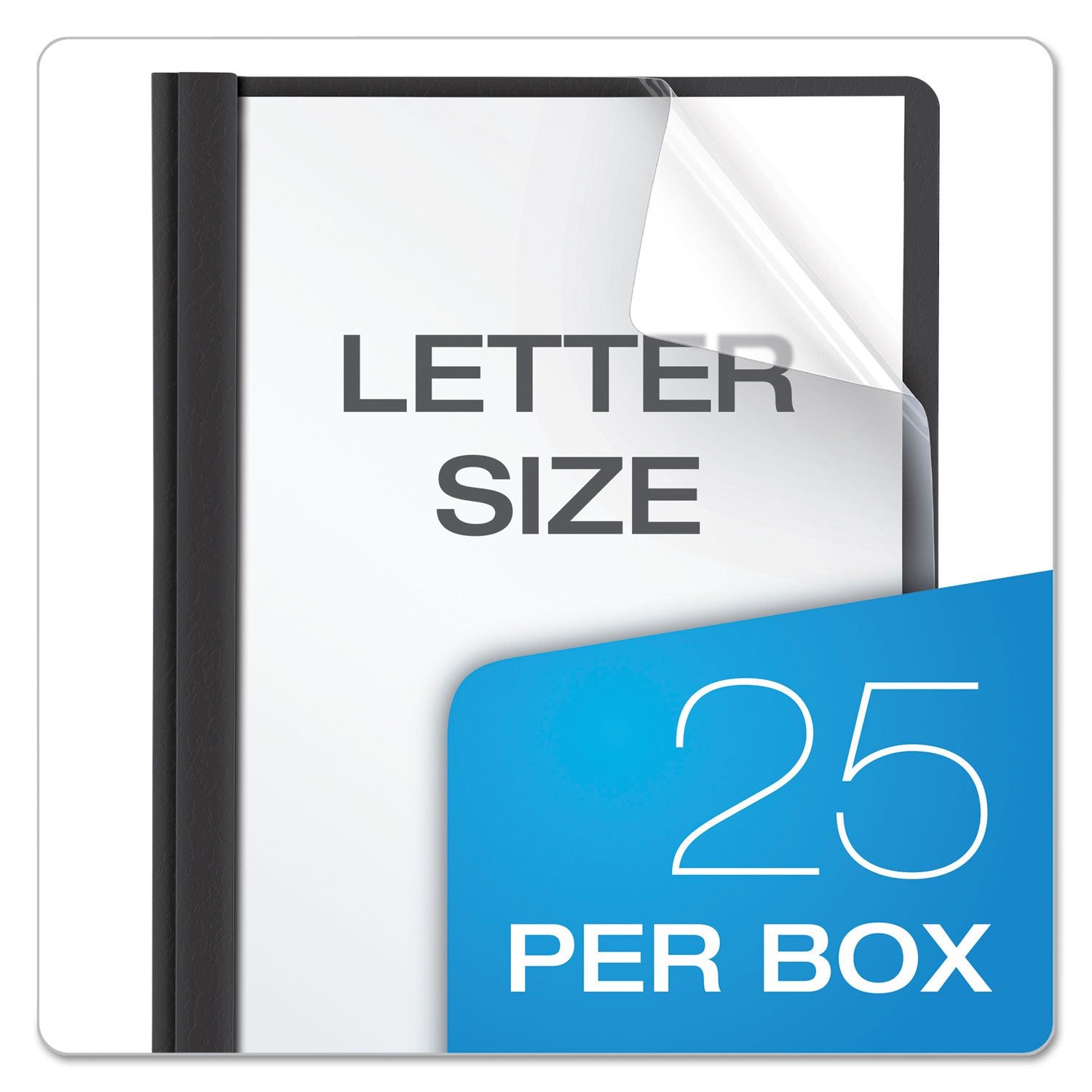 Oxford Letter Report Cover - 8 1/2" x 11" - 100 Sheets Capacity - 3 x Tang Fastener(s) - 1/2" for Folder - Leatherette - Black, Clear - 25 / Box