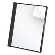 Oxford Letter Report Cover - 8 1/2" x 11" - 100 Sheets Capacity - 3 x Tang Fastener(s) - 1/2" for Folder - Leatherette - Black, Clear - 25 / Box