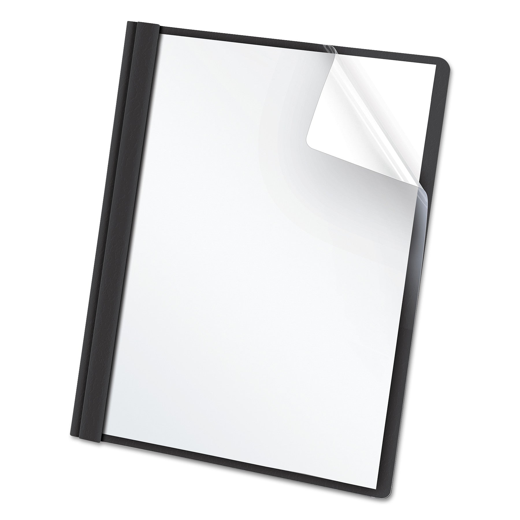 Oxford Letter Report Cover - 8 1/2" x 11" - 100 Sheets Capacity - 3 x Tang Fastener(s) - 1/2" for Folder - Leatherette - Black, Clear - 25 / Box