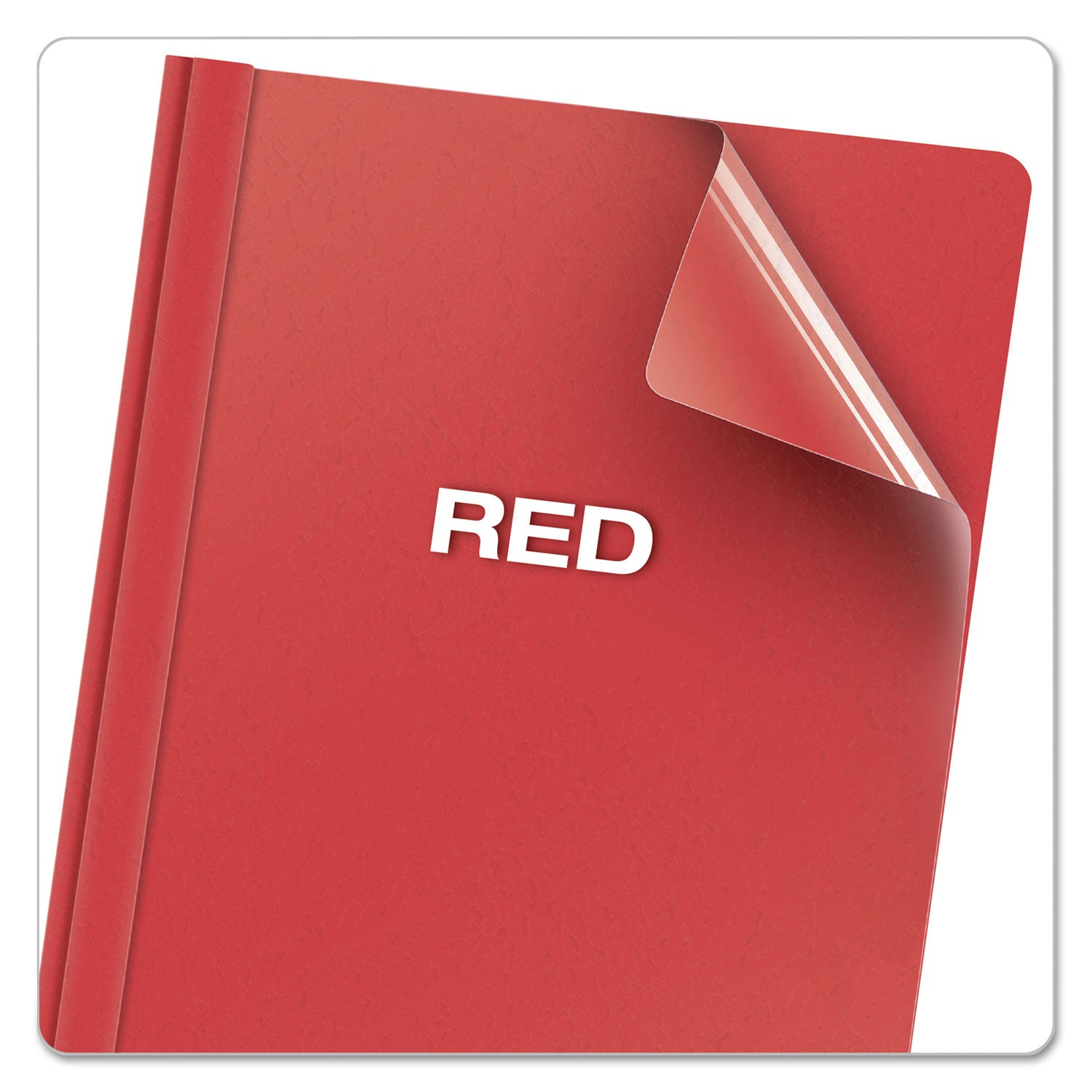 Oxford Letter Report Cover - 8 1/2" x 11" - 100 Sheets Capacity - 3 x Tang Fastener(s) - 1/2" for Folder - Leatherette - Red, Clear - 25 / Box
