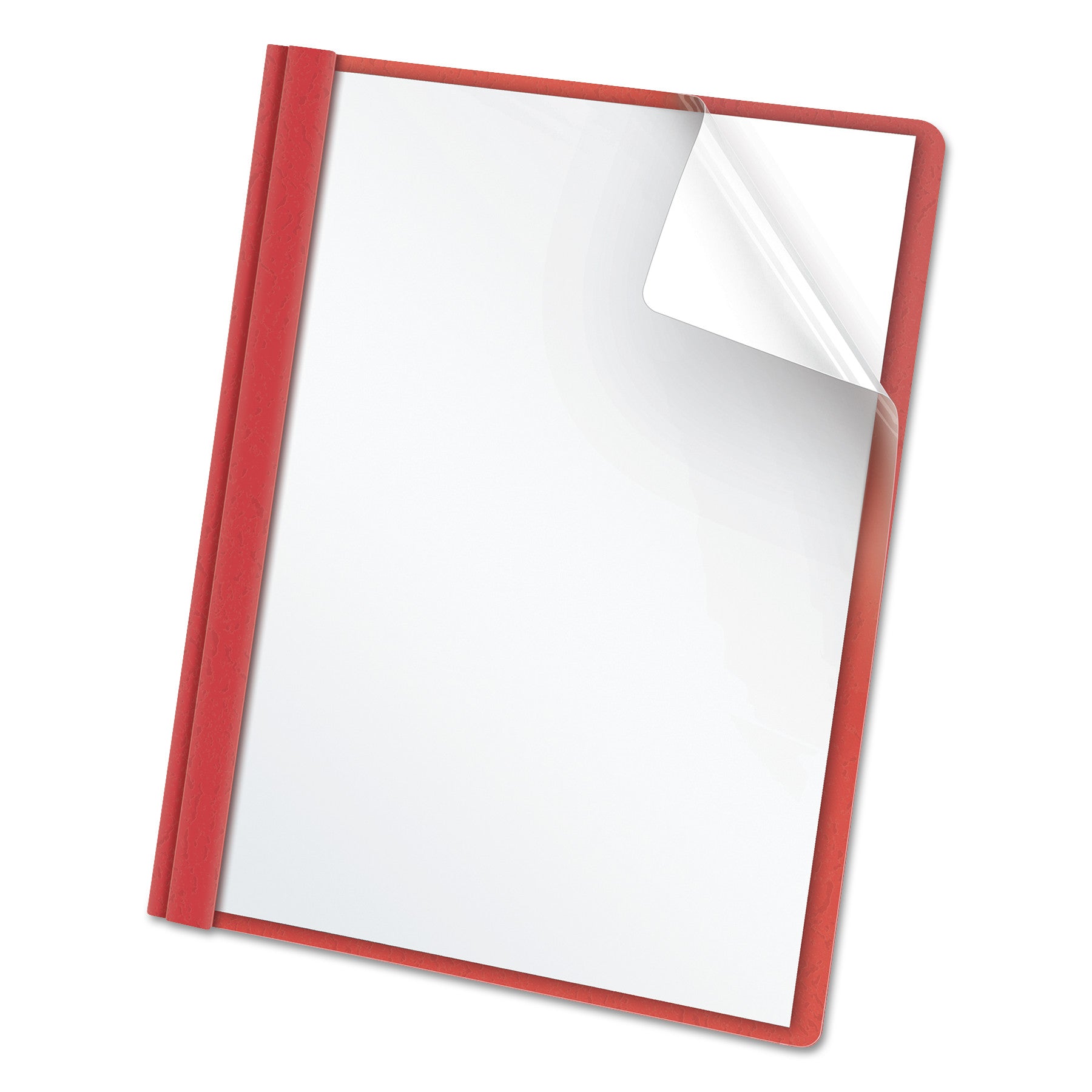 Oxford Letter Report Cover - 8 1/2" x 11" - 100 Sheets Capacity - 3 x Tang Fastener(s) - 1/2" for Folder - Leatherette - Red, Clear - 25 / Box
