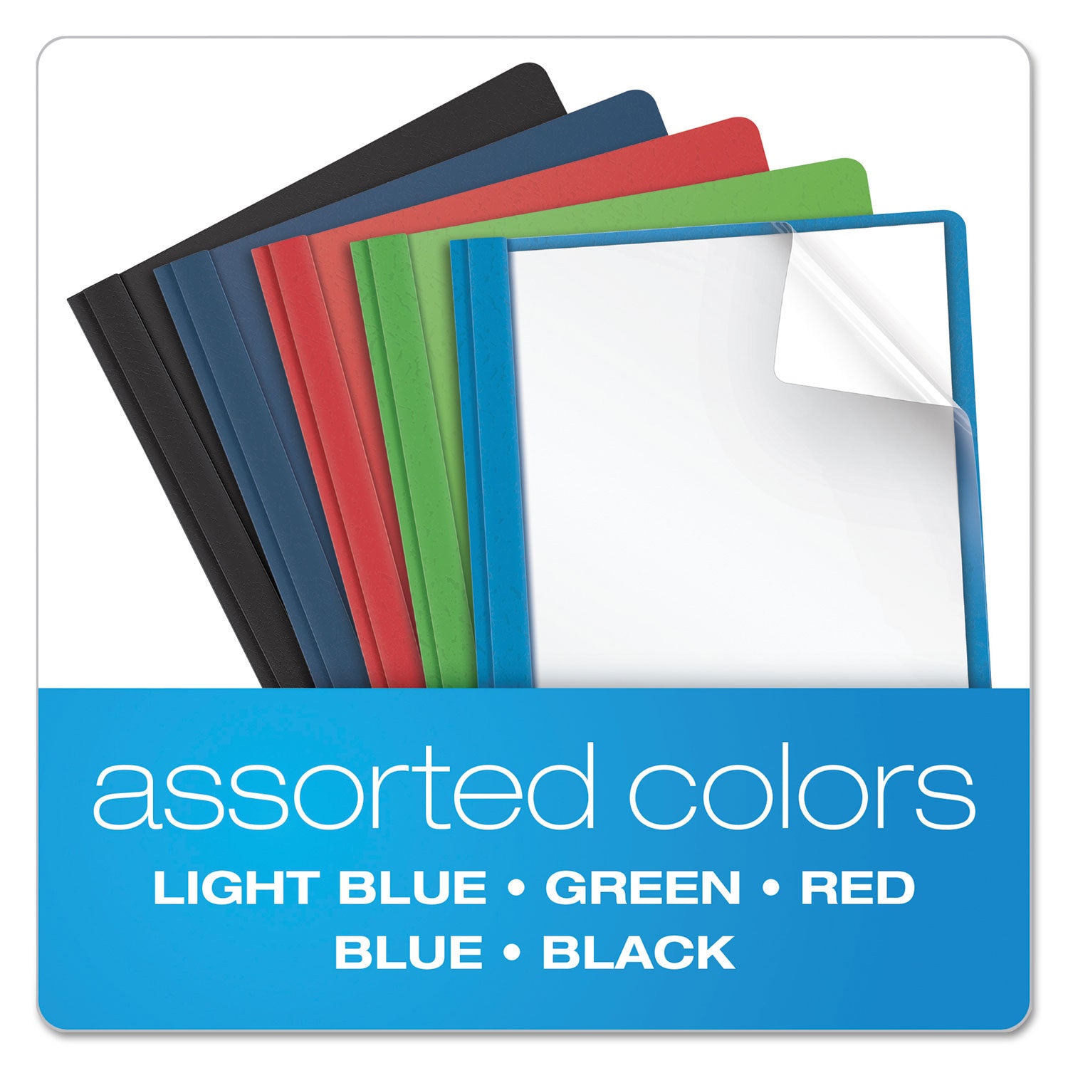 Oxford Letter Report Cover - 8 1/2" x 11" - 3 x Tang Fastener(s) - 1/2" for Folder - Assorted - 25 / Box