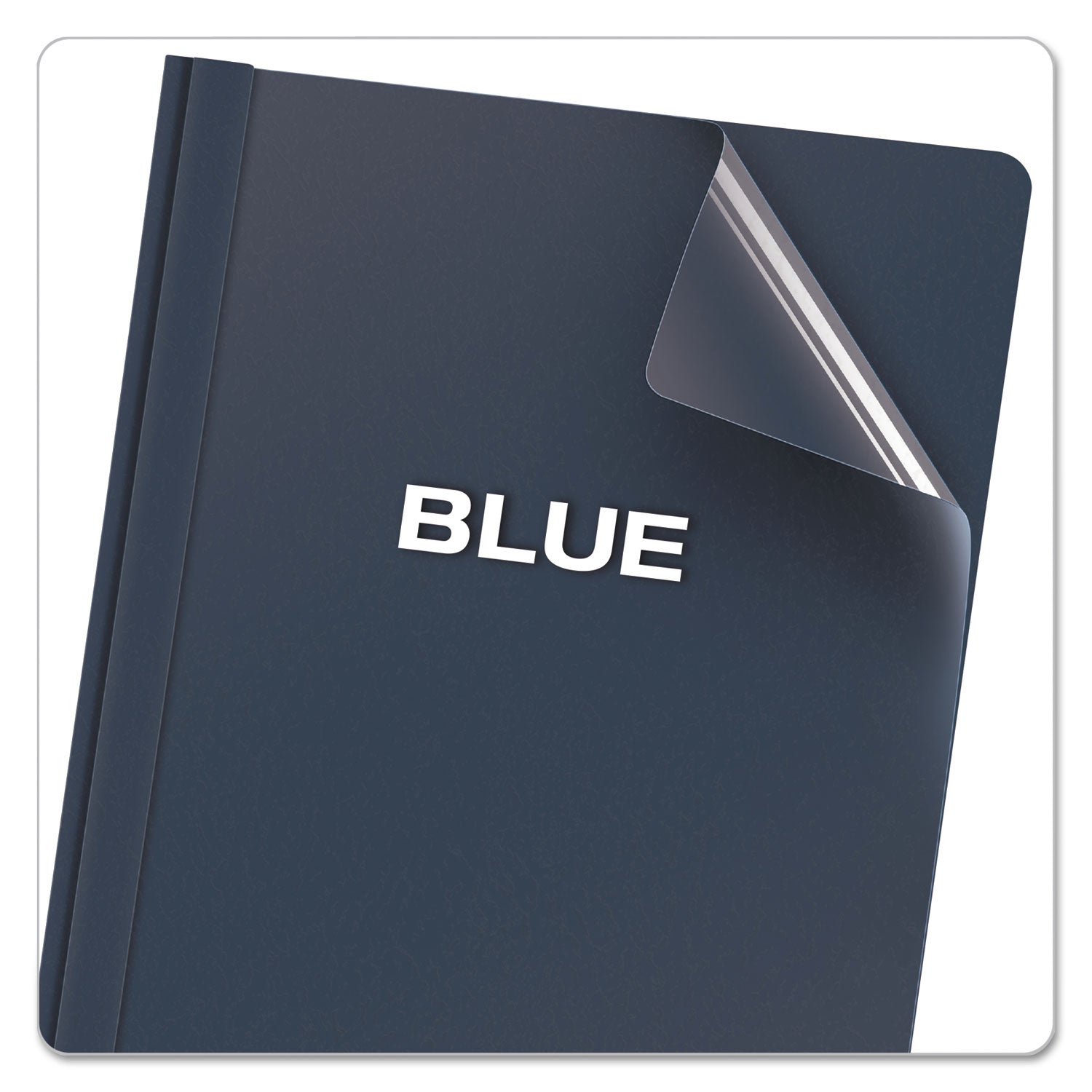 Oxford Letter Recycled Report Cover - 8 1/2" x 11" - 100 Sheets Capacity - 3 x Tang Fastener(s) - 1/2" for Folder - Leatherette - Dark Blue, Clear - 10% Recycled - 25 / Box
