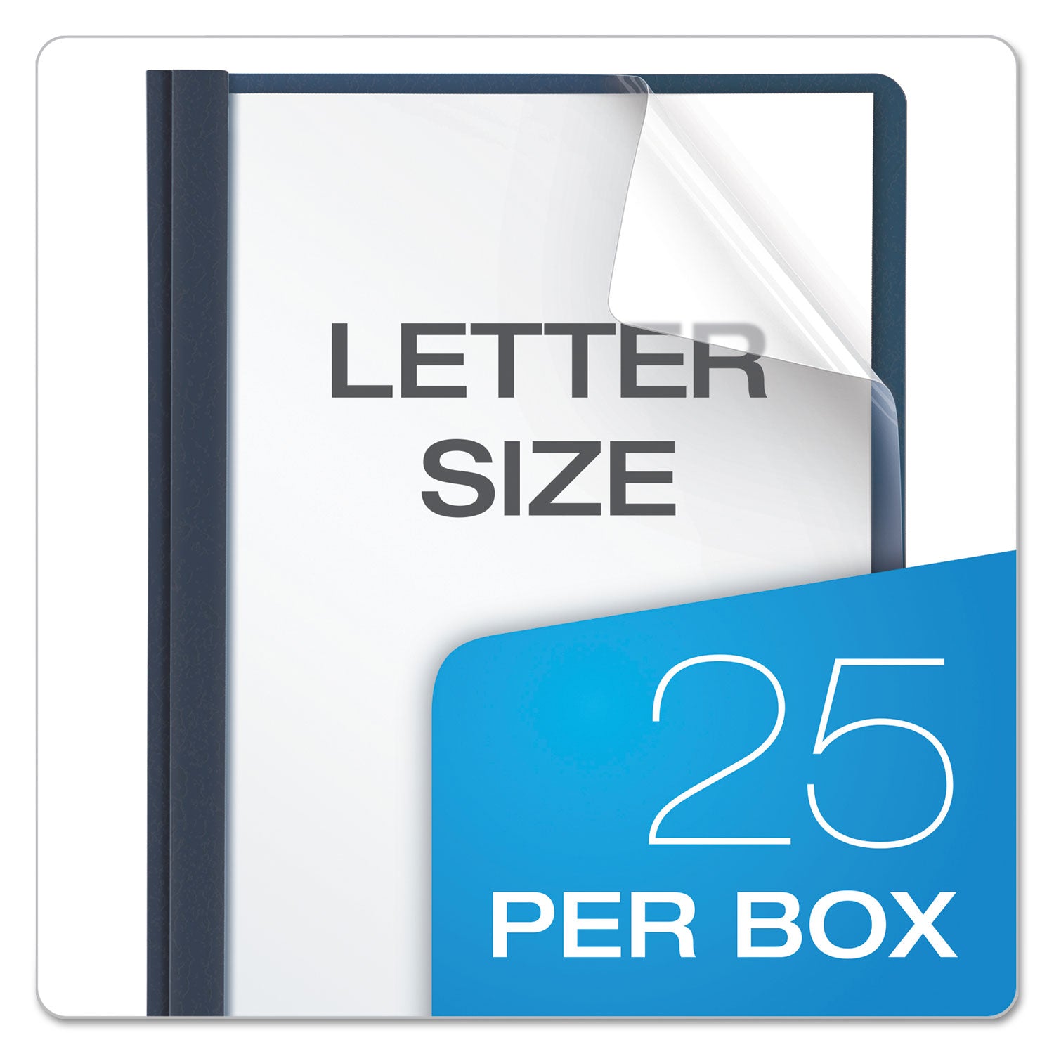 Oxford Letter Recycled Report Cover - 8 1/2" x 11" - 100 Sheets Capacity - 3 x Tang Fastener(s) - 1/2" for Folder - Leatherette - Dark Blue, Clear - 10% Recycled - 25 / Box