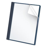 Oxford Letter Recycled Report Cover - 8 1/2" x 11" - 100 Sheets Capacity - 3 x Tang Fastener(s) - 1/2" for Folder - Leatherette - Dark Blue, Clear - 10% Recycled - 25 / Box