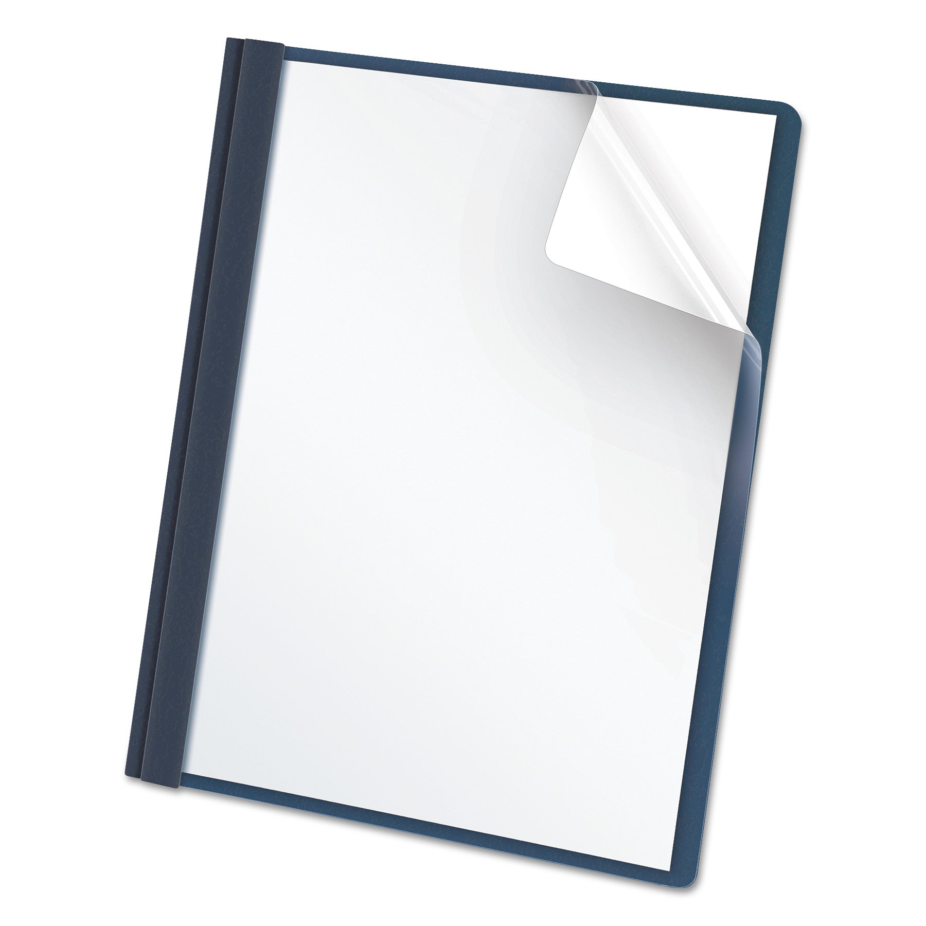 Oxford Letter Recycled Report Cover - 8 1/2" x 11" - 100 Sheets Capacity - 3 x Tang Fastener(s) - 1/2" for Folder - Leatherette - Dark Blue, Clear - 10% Recycled - 25 / Box