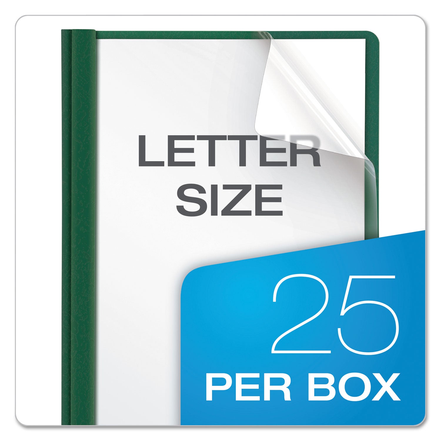 Oxford Letter Recycled Report Cover - 8 1/2" x 11" - 100 Sheets Capacity - 3 x Tang Fastener(s) - 1/2" for Folder - Leatherette - Hunter Green - 10% Recycled - 25 / Box