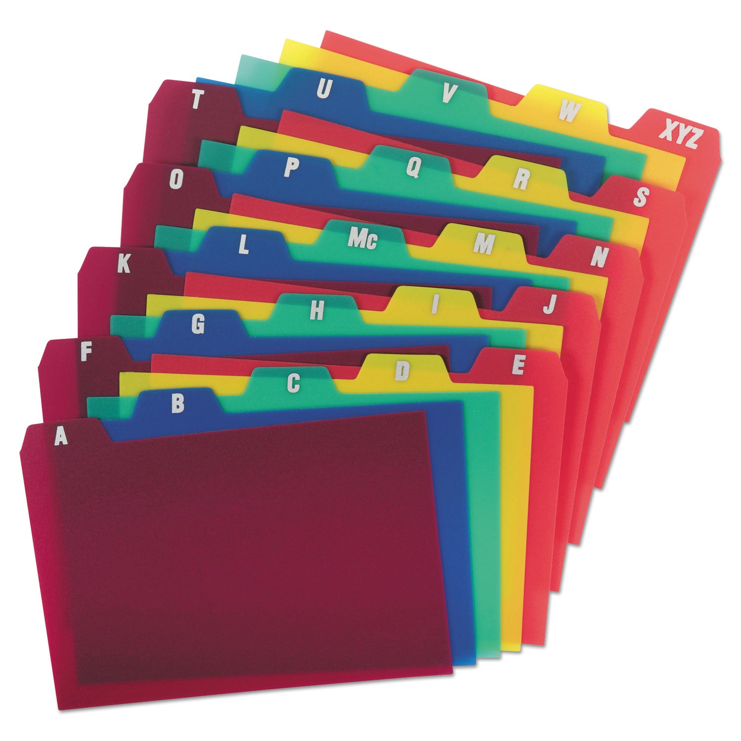 Oxford A-Z Poly Filing Index Cards, 6" Wide, 4" High, Multicolor Tabs (Blue, Green, Magenta, Strawberry, Lemon), Poly Material, Wear/Tear/Moisture Resistant, 25 per Set