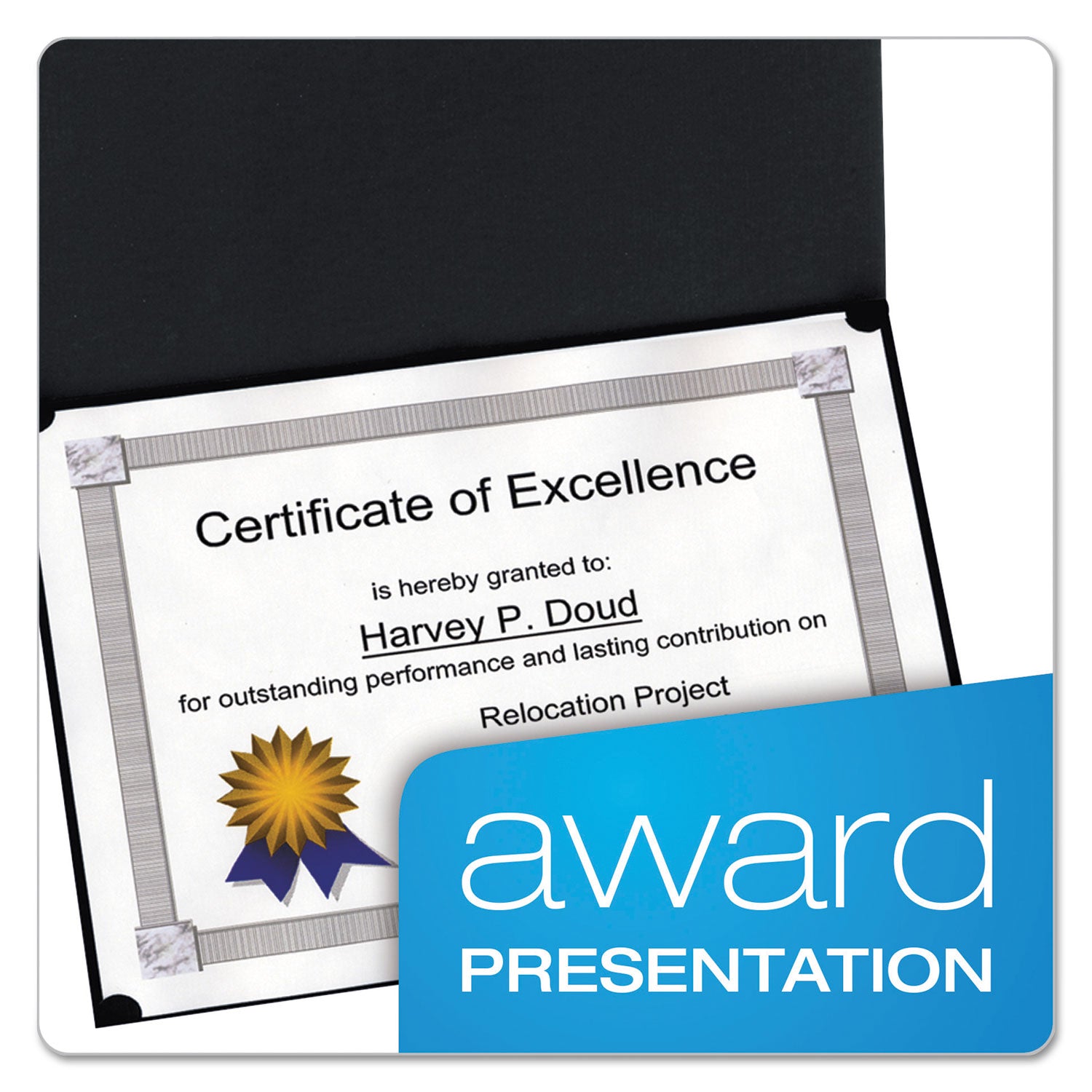 Oxford Letter Certificate Holder - 8 1/2" x 11" - Linen - Black - Acid-free - 1 Pack