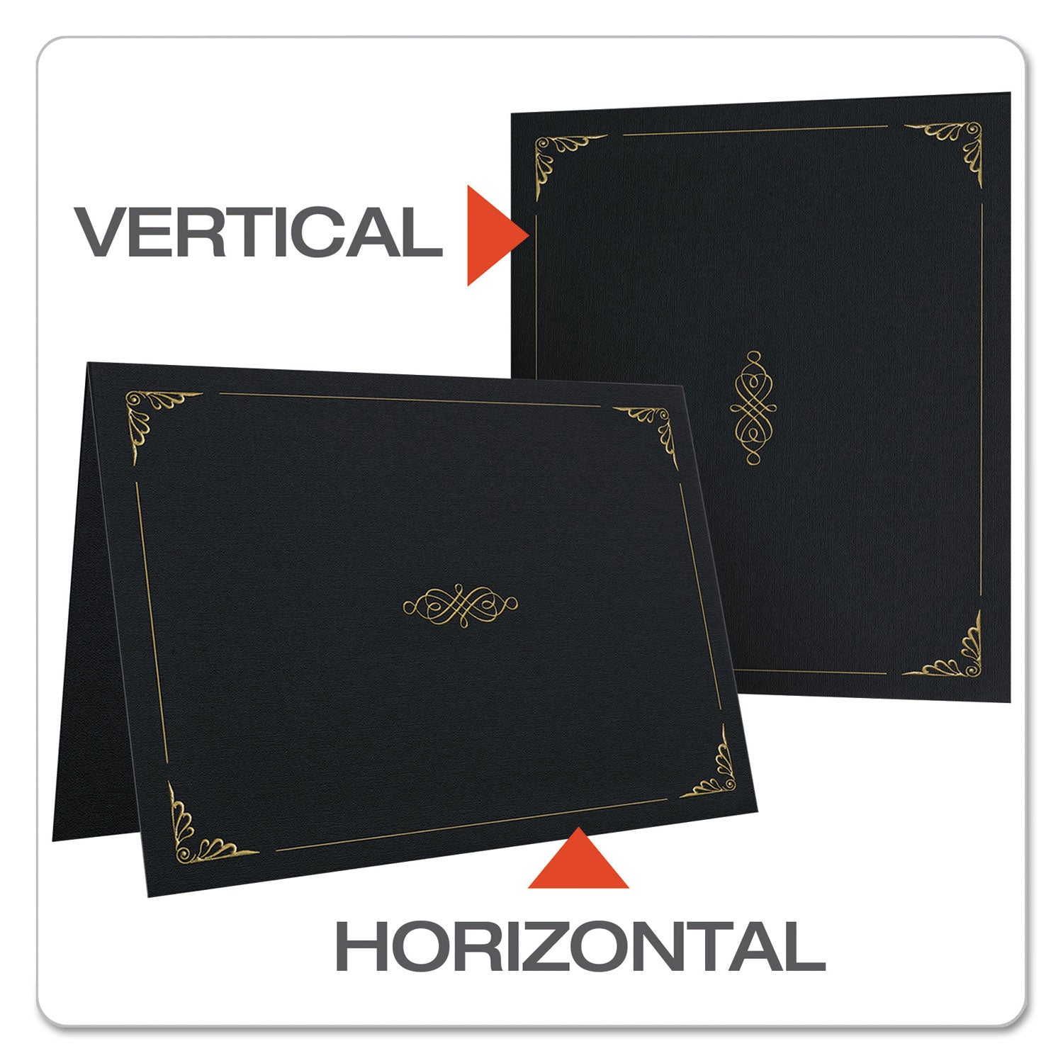 Oxford Letter Certificate Holder - 8 1/2" x 11" - Linen - Black - Acid-free - 1 Pack