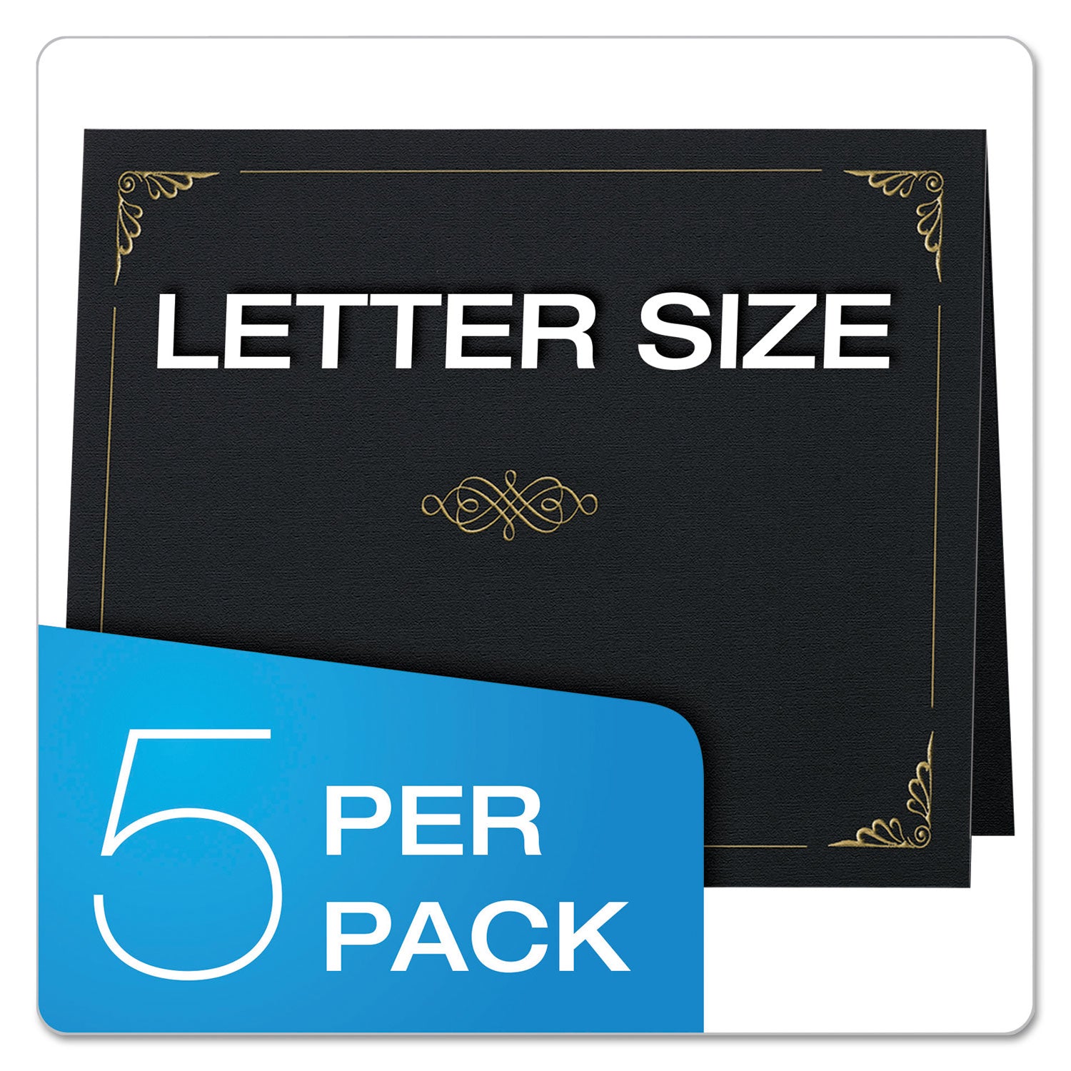Oxford Letter Certificate Holder - 8 1/2" x 11" - Linen - Black - Acid-free - 1 Pack