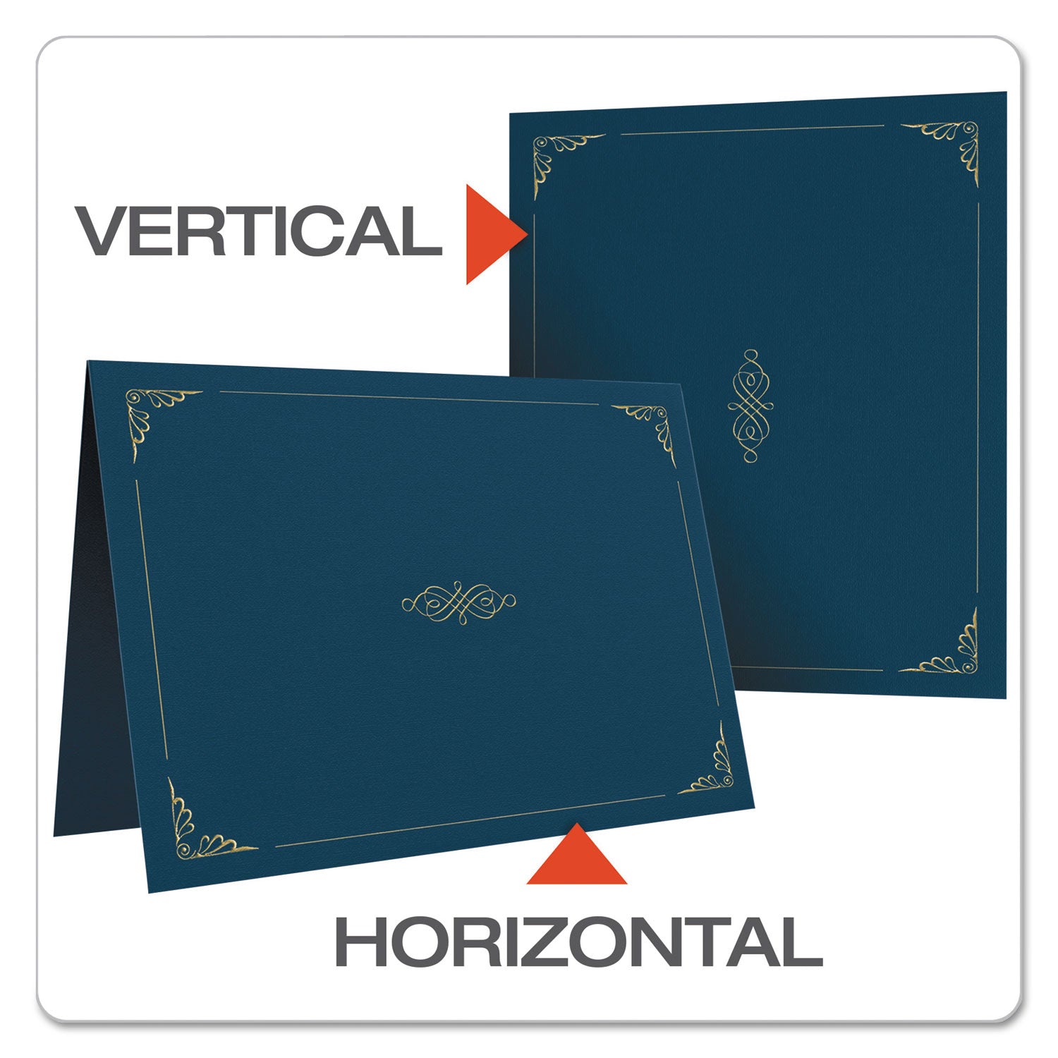 Oxford Letter Certificate Holder - 8 1/2" x 11" - Linen - Dark Blue - Acid-free - 1 Pack