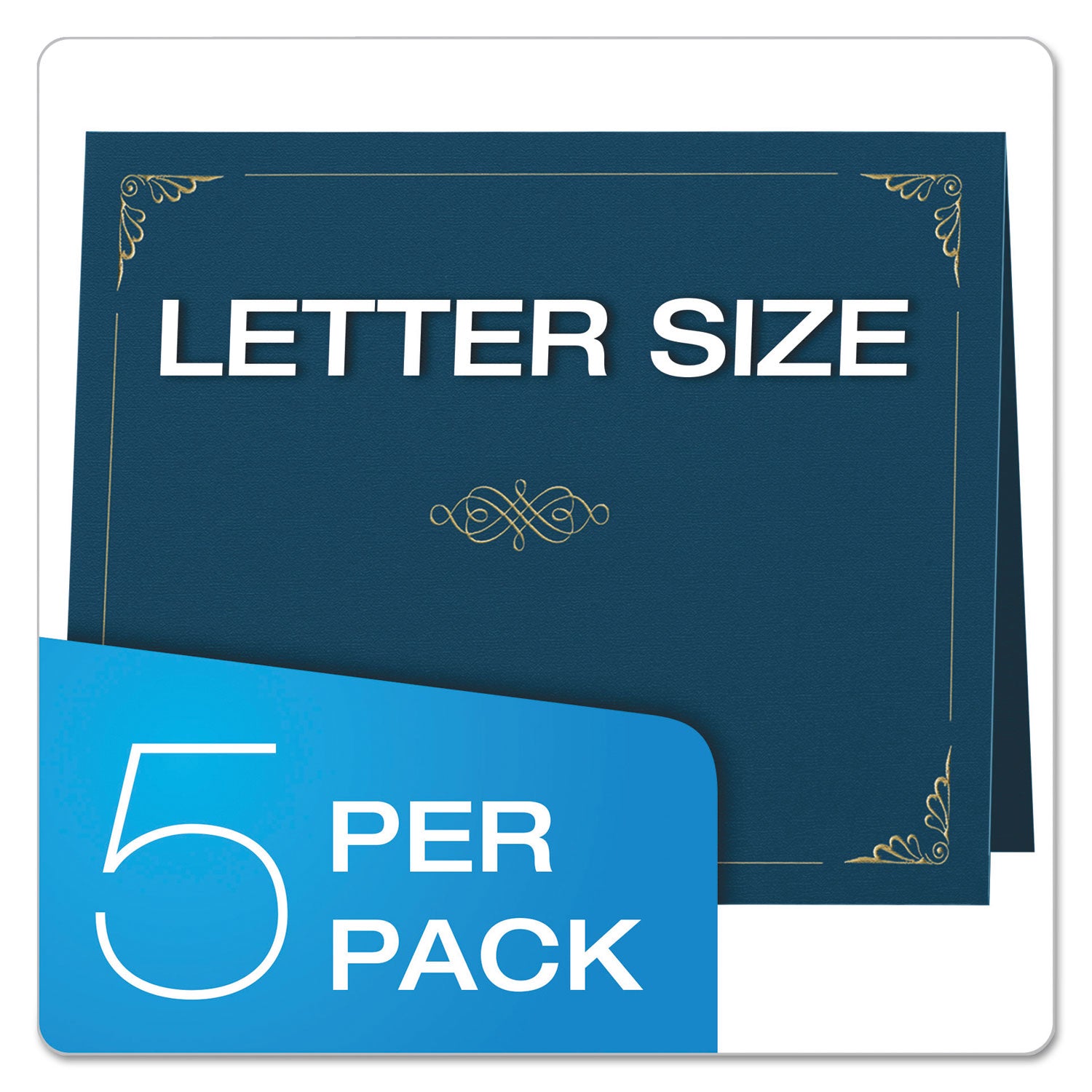Oxford Letter Certificate Holder - 8 1/2" x 11" - Linen - Dark Blue - Acid-free - 1 Pack