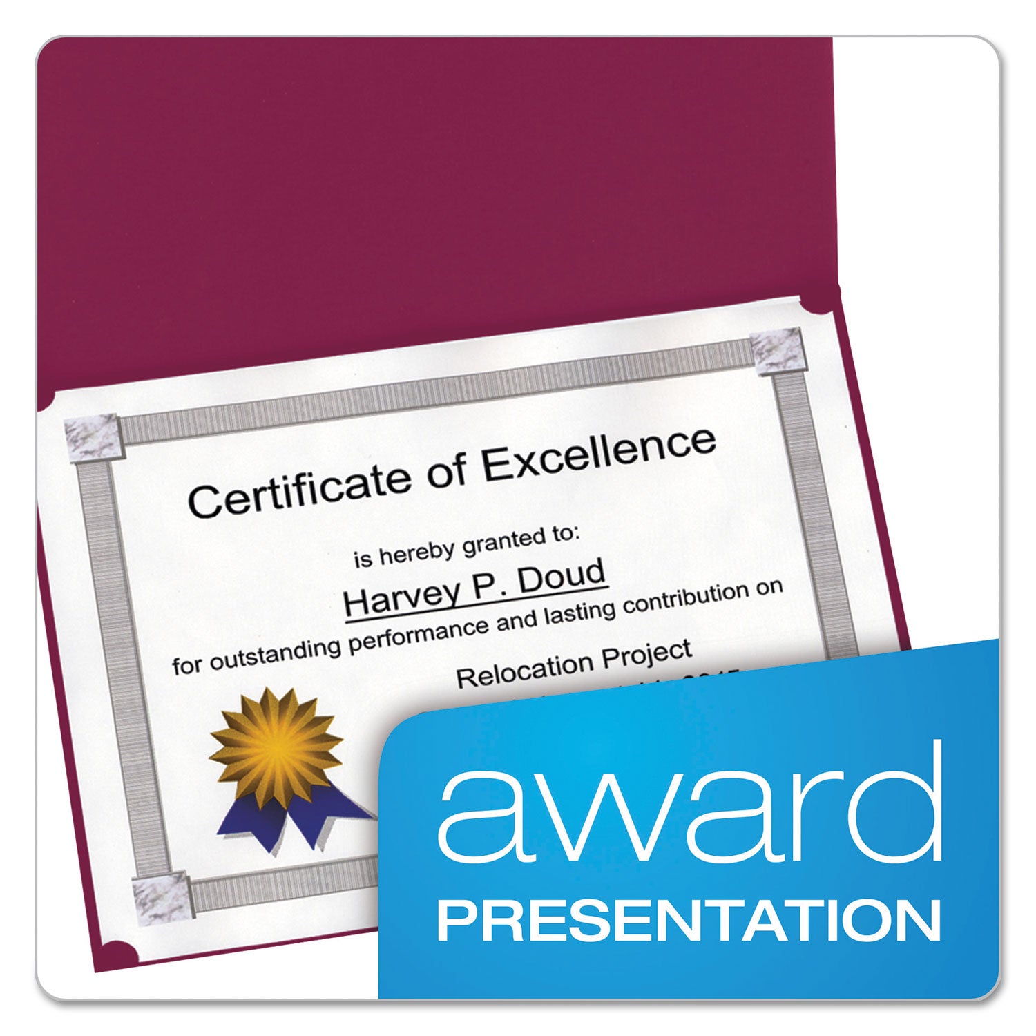 Oxford Letter Certificate Holder - 8 1/2" x 11" - Linen - Burgundy - Acid-free - 1 Pack