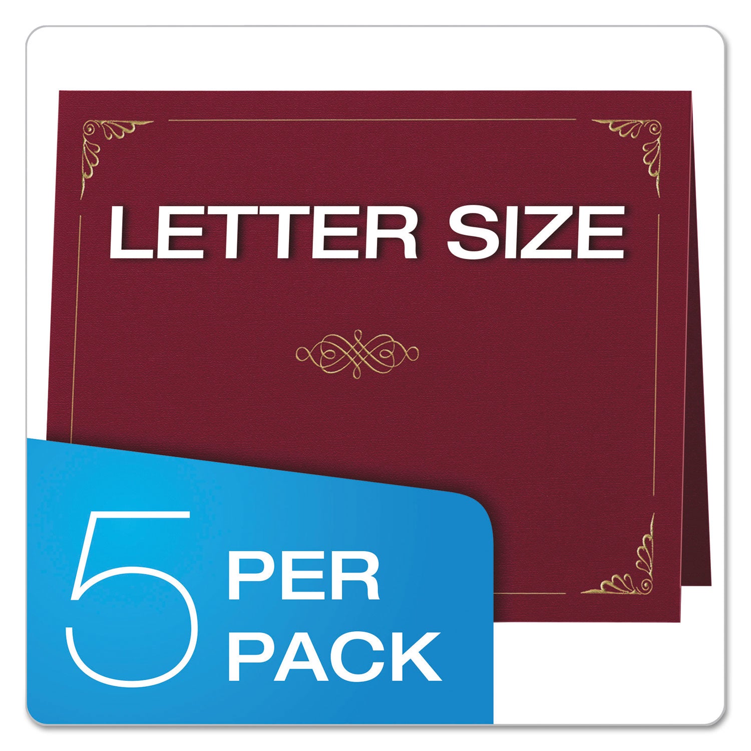 Oxford Letter Certificate Holder - 8 1/2" x 11" - Linen - Burgundy - Acid-free - 1 Pack