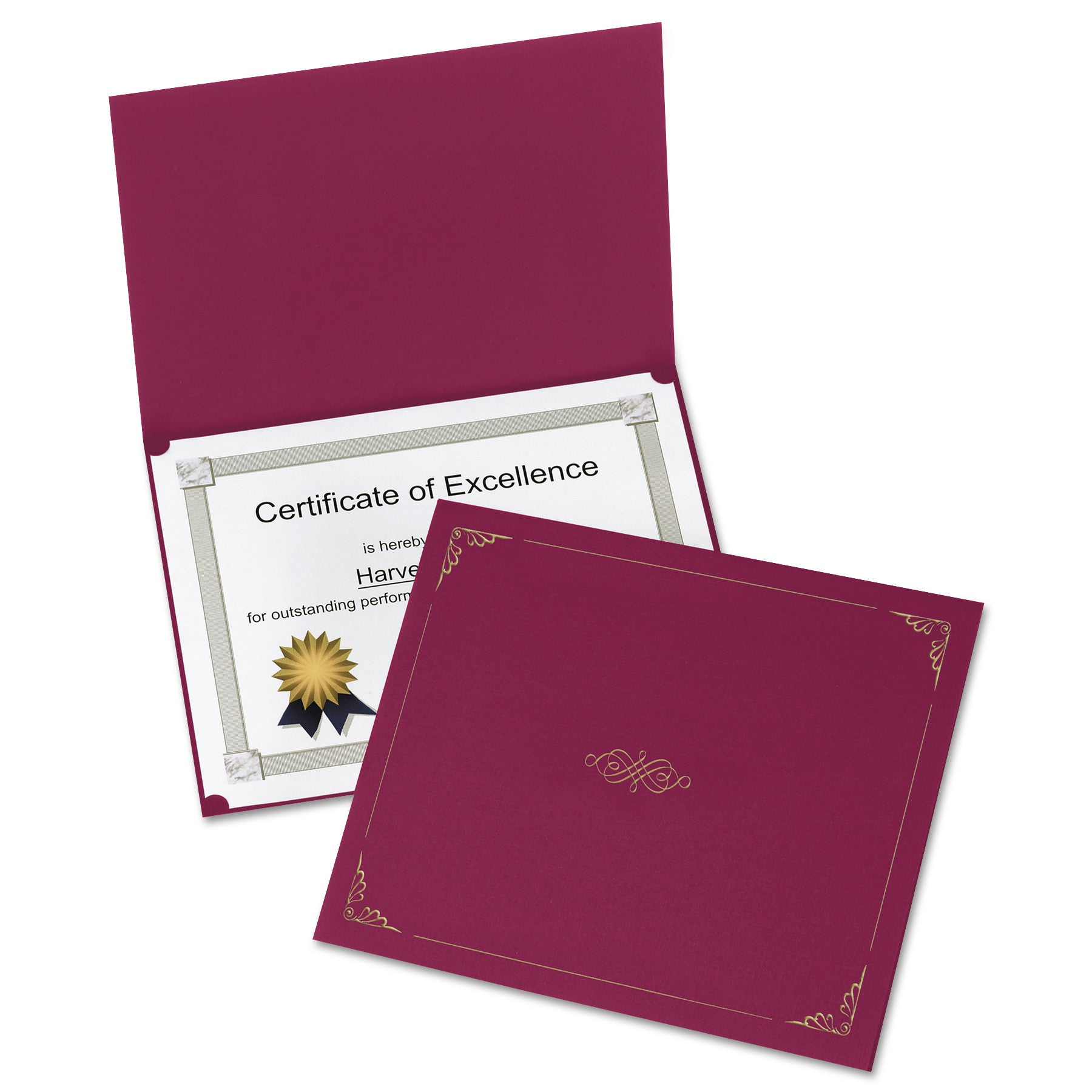 Oxford Letter Certificate Holder - 8 1/2" x 11" - Linen - Burgundy - Acid-free - 1 Pack