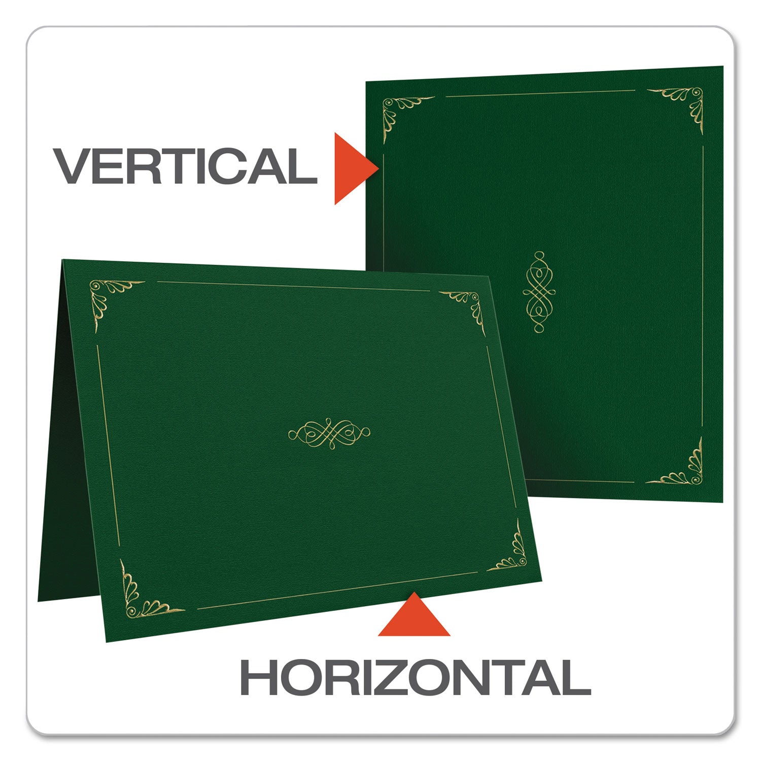 Oxford Letter Certificate Holder - 8 1/2" x 11" - Linen - Hunter Green - Reinforced, Acid-free - 5 / Pack