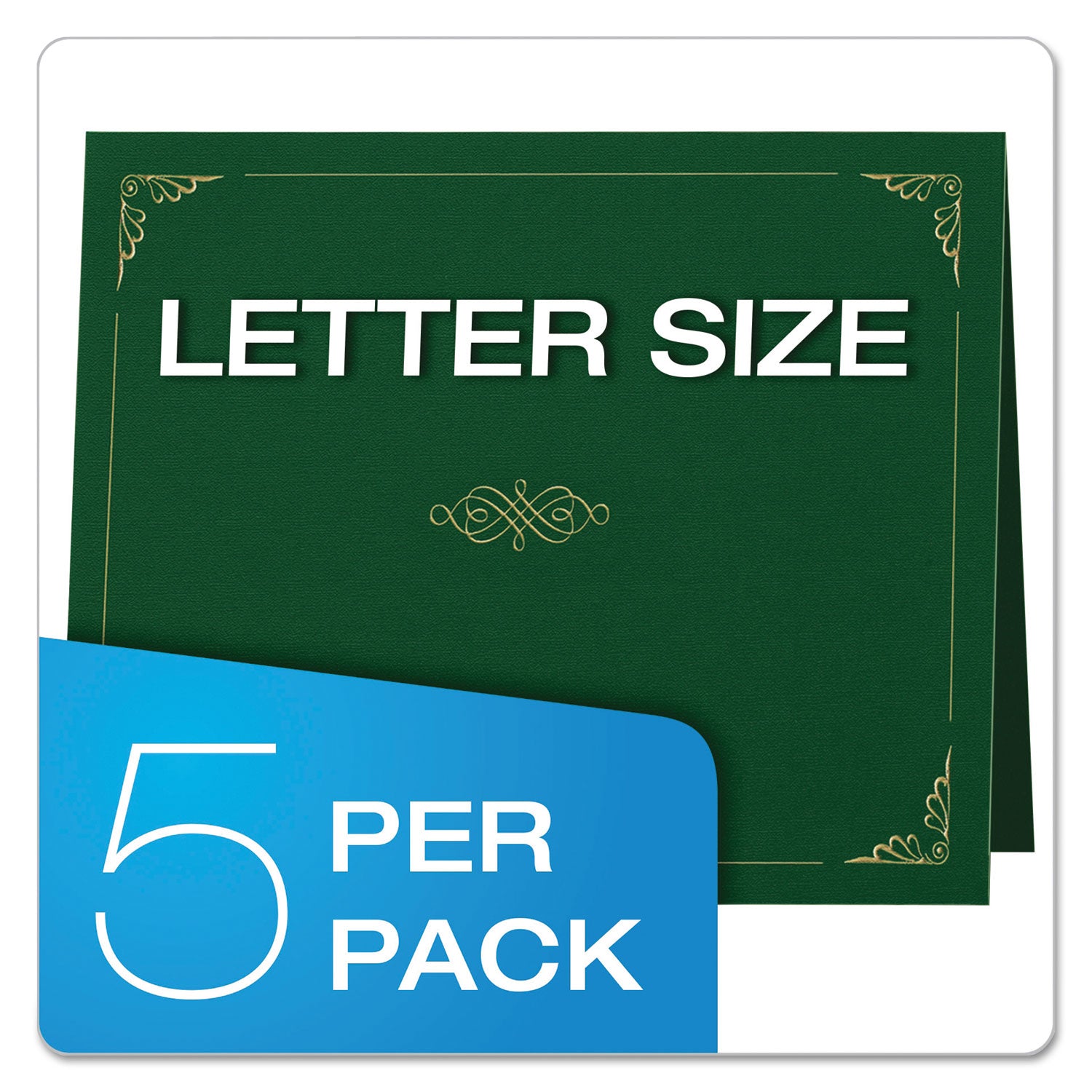 Oxford Letter Certificate Holder - 8 1/2" x 11" - Linen - Hunter Green - Reinforced, Acid-free - 5 / Pack