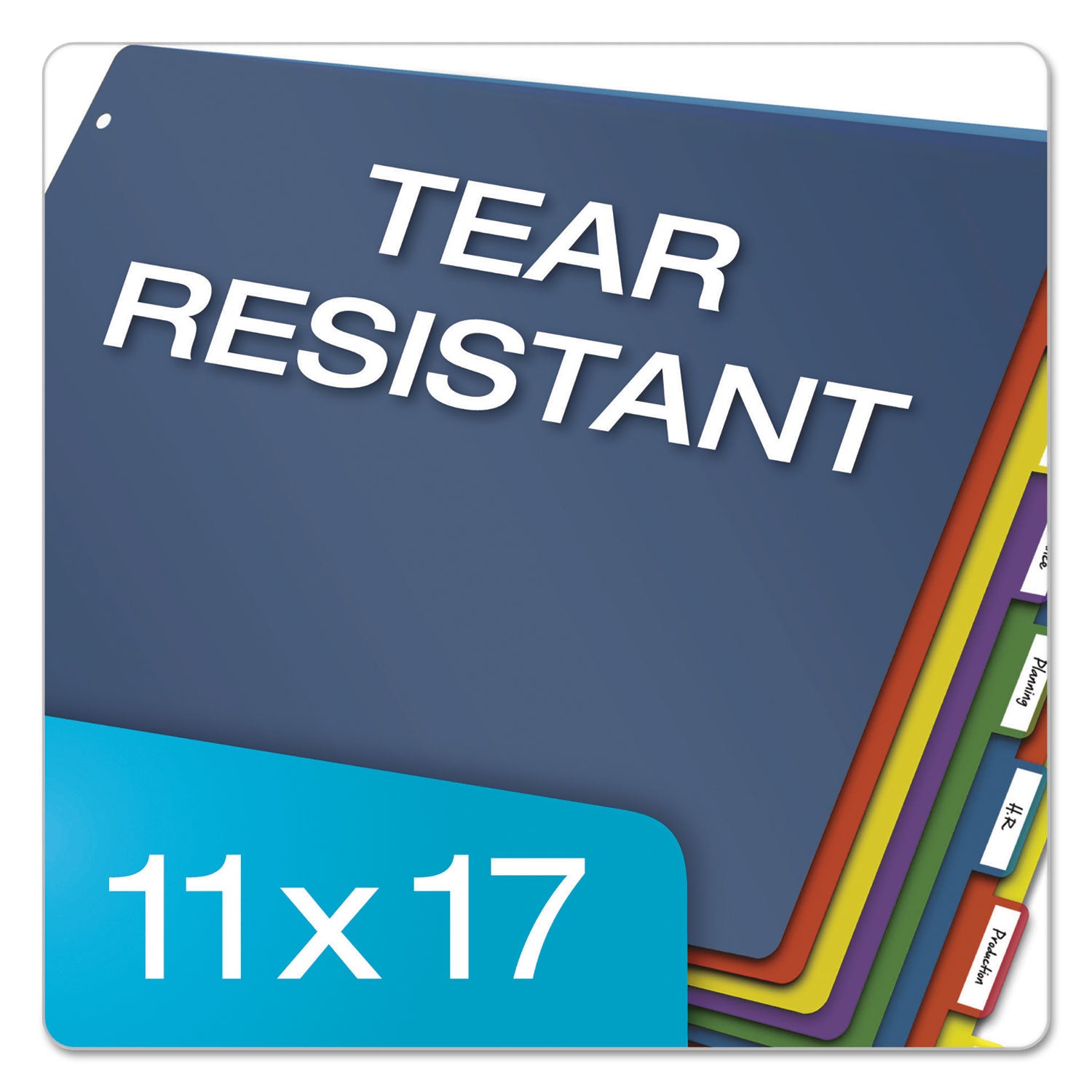 8 x Divider(s) - 8 Tab(s)/Set - 17.5" Divider Width x 11.50" Divider Length - Tabloid - 11" Width x 17" Length - 3 Hole Punched - Assorted Poly Divider - Multicolor Poly Tab(s) - Scratch Resistant, PVC-free, Non-stick, Transfer Safe, Durable - 1 / Set