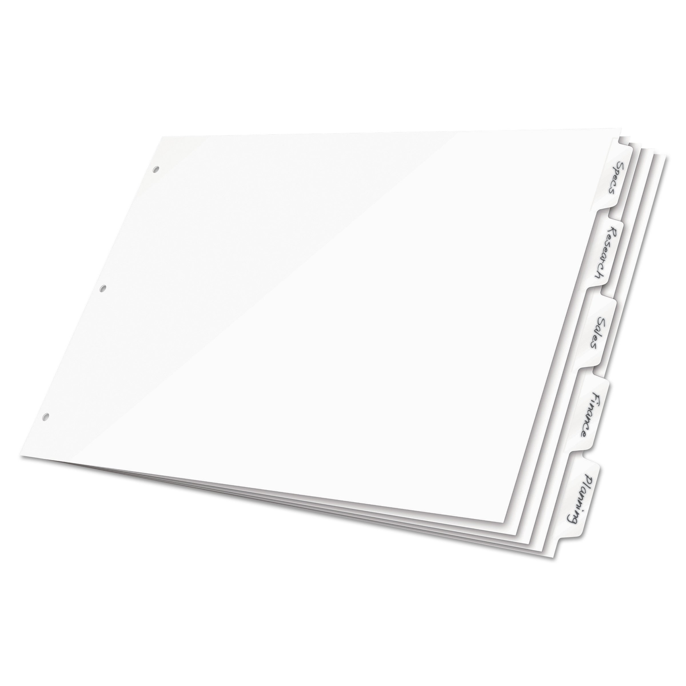 Cardinal Write 'n Erase Special Mylar Tab Dividers, 8 Dividers/Set, Tabloid Size, 17.5" x 11.5", White, Write-on Erasable Tabs, Reinforced Tabs and Holes, 1 Set