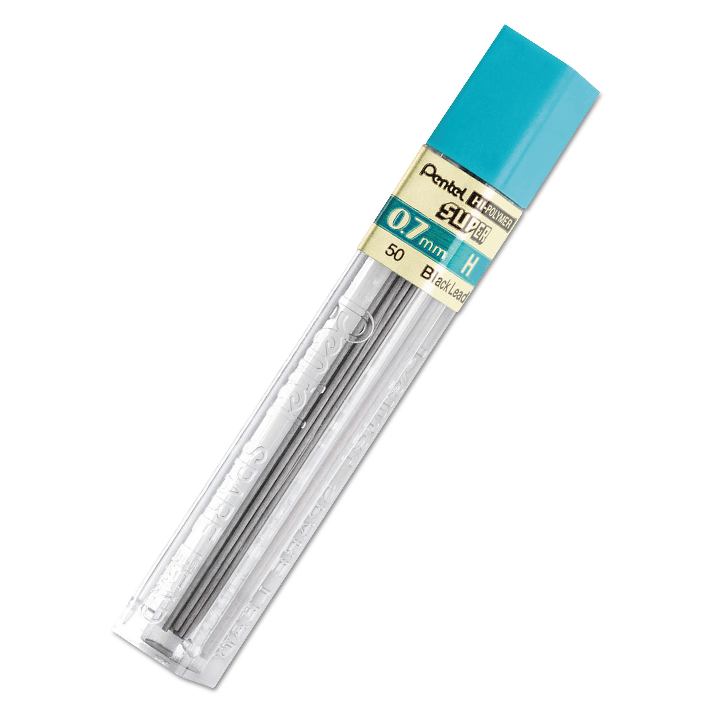 Pentel Super Hi-Polymer Leads - 0.7 mm , Medium Point - H - Black Lead - 12 / Tube