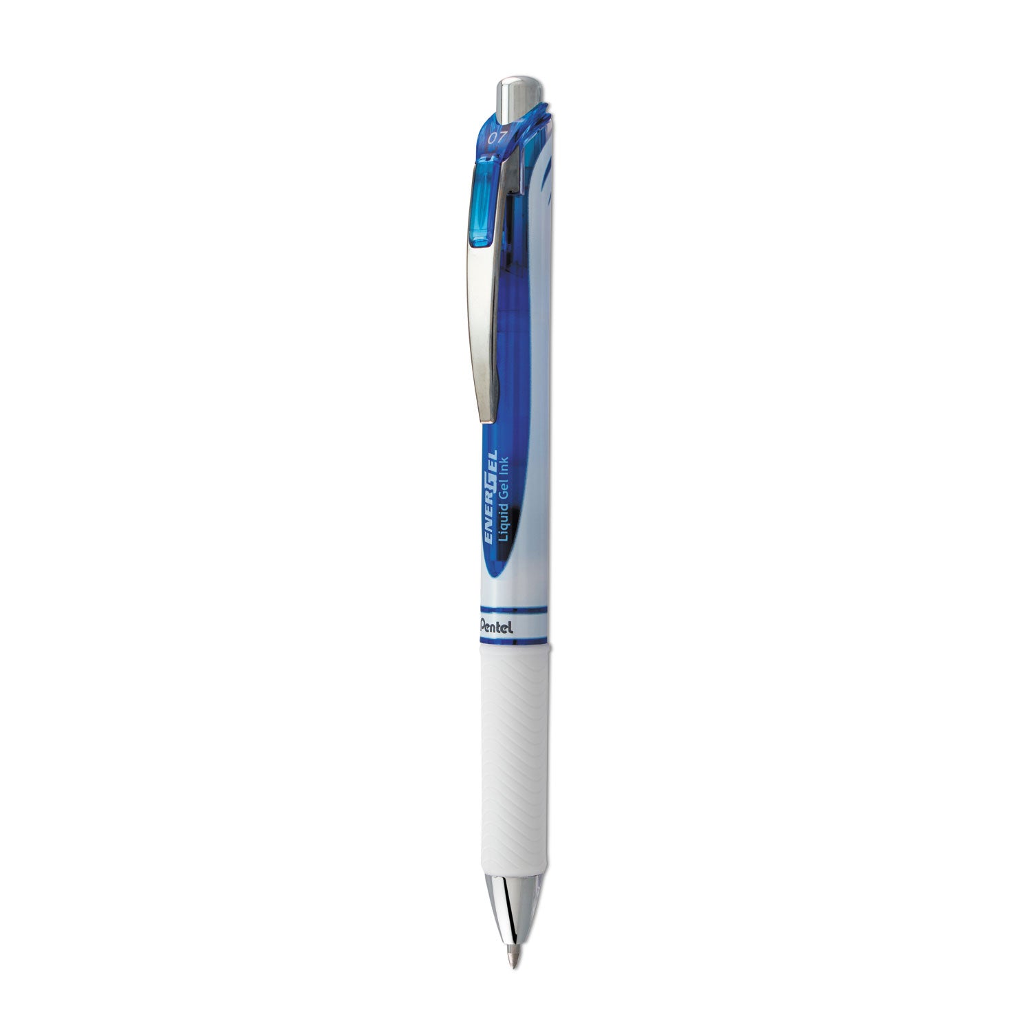 0.7 mm Medium Pen Point - Refillable - Retractable - Blue Ink - Gel-based - Pearl White Barrel - Stainless Steel Tip - 1 Each