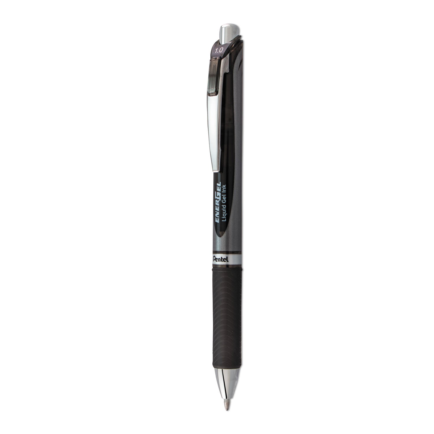 EnerGel EnerGel RTX Liquid Gel Pens - 1 mm Bold Pen Point - Refillable - Retractable - Black Ink - Gray Barrel - 1 Each