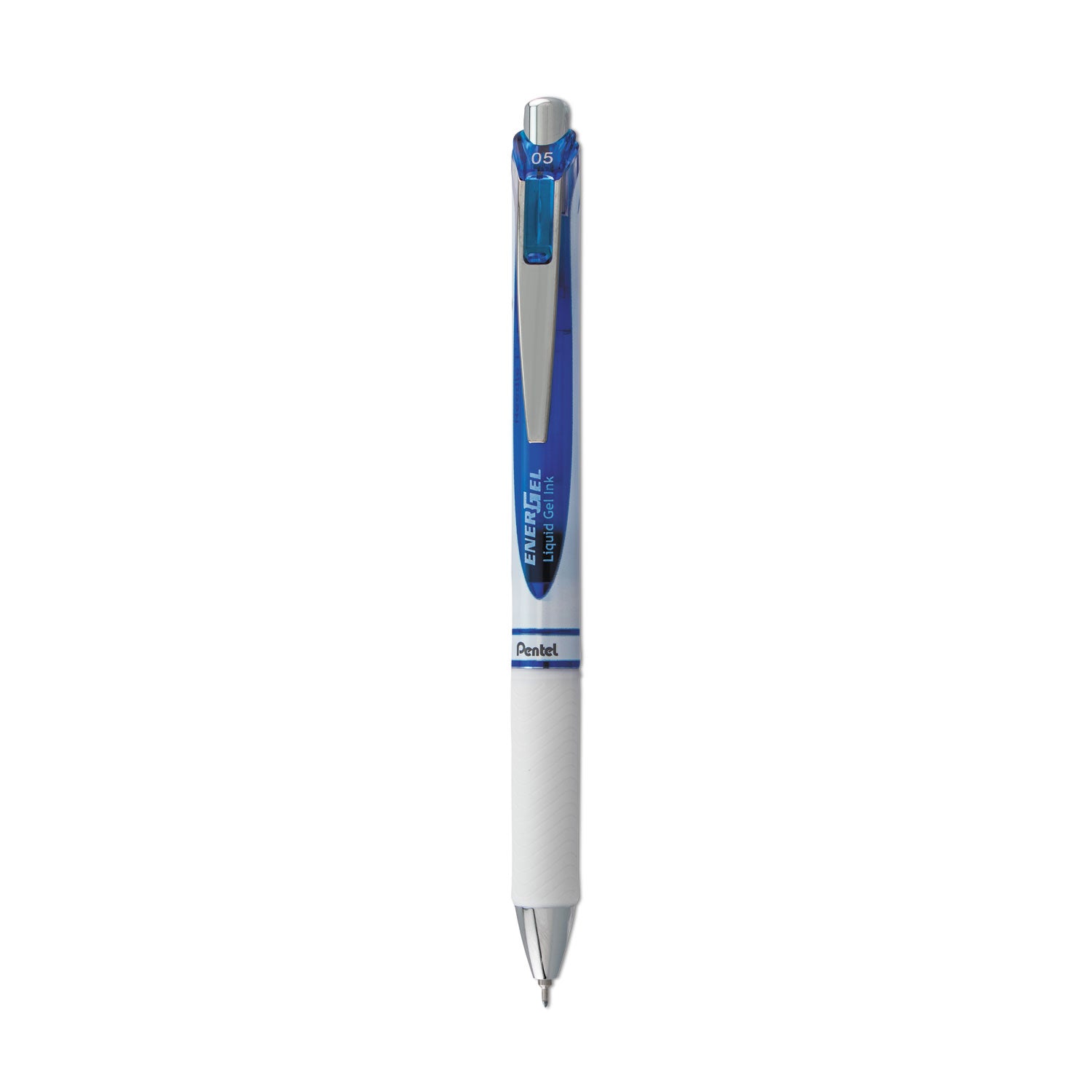 EnerGel EnerGel Pearl Liquid Gel Pen - 0.5 mm Fine Needle Pen Point - Refillable - Retractable - Blue Ink - Gel-based - Pearl White Stainless Steel Barrel - 1 Each