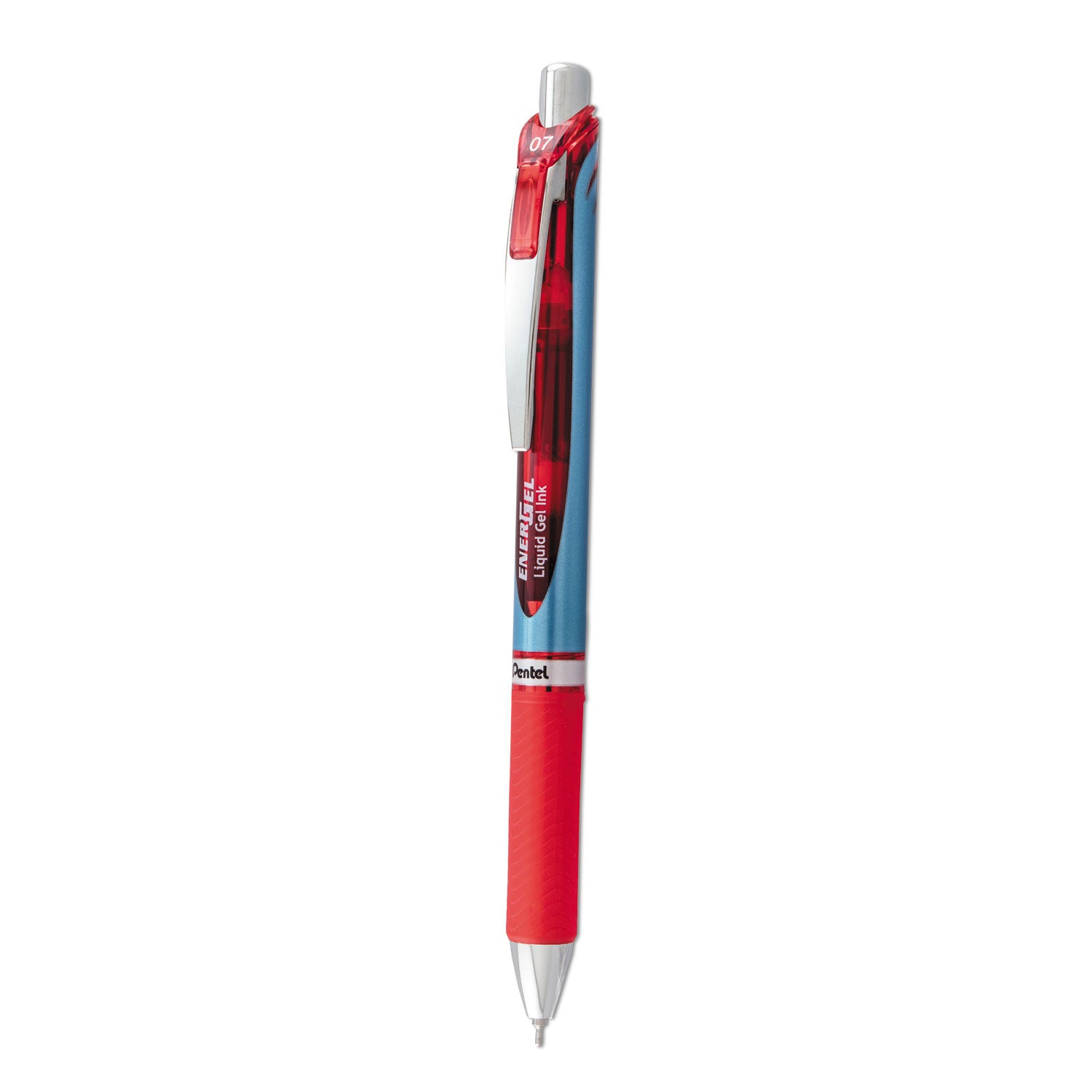 EnerGel EnerGel RTX Liquid Gel Pen - 0.7 mm Medium Needle Pen Point - Refillable - Retractable - Red Ink - Gel-based - Blue Barrel - Stainless Steel Tip - 1 Each