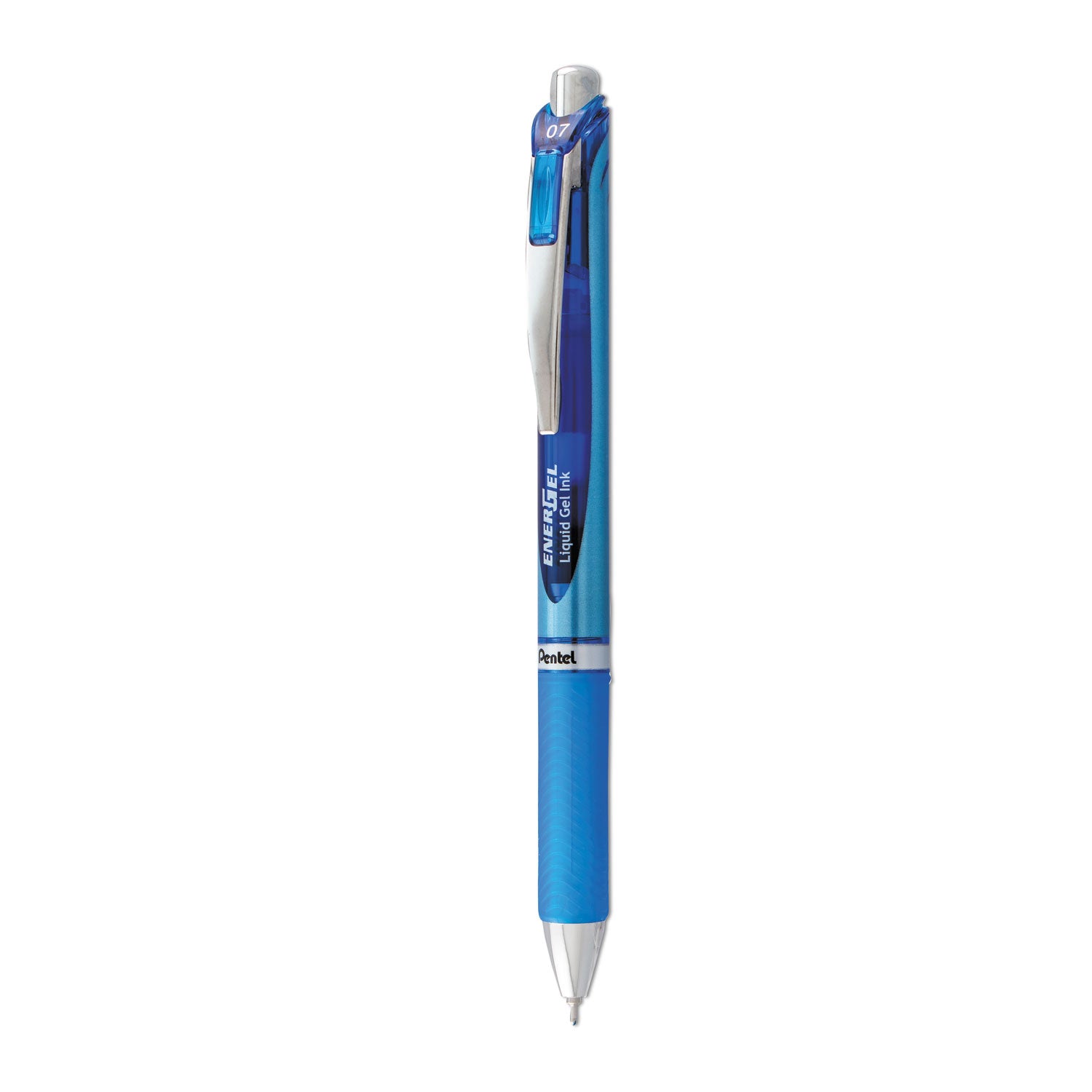 EnerGel EnerGel RTX Liquid Gel Pens - 0.7 mm Medium Needle Pen Point - Refillable - Retractable - Blue Ink - Gel-based - Blue, Silver Barrel - Stainless Steel Tip - 1 Each