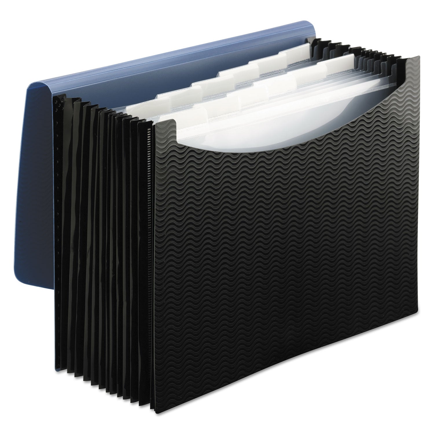 Smead Letter Expanding File - 8 1/2" x 11" - 12 Pocket(s) - Polypropylene - Blue, Black - 1 Each