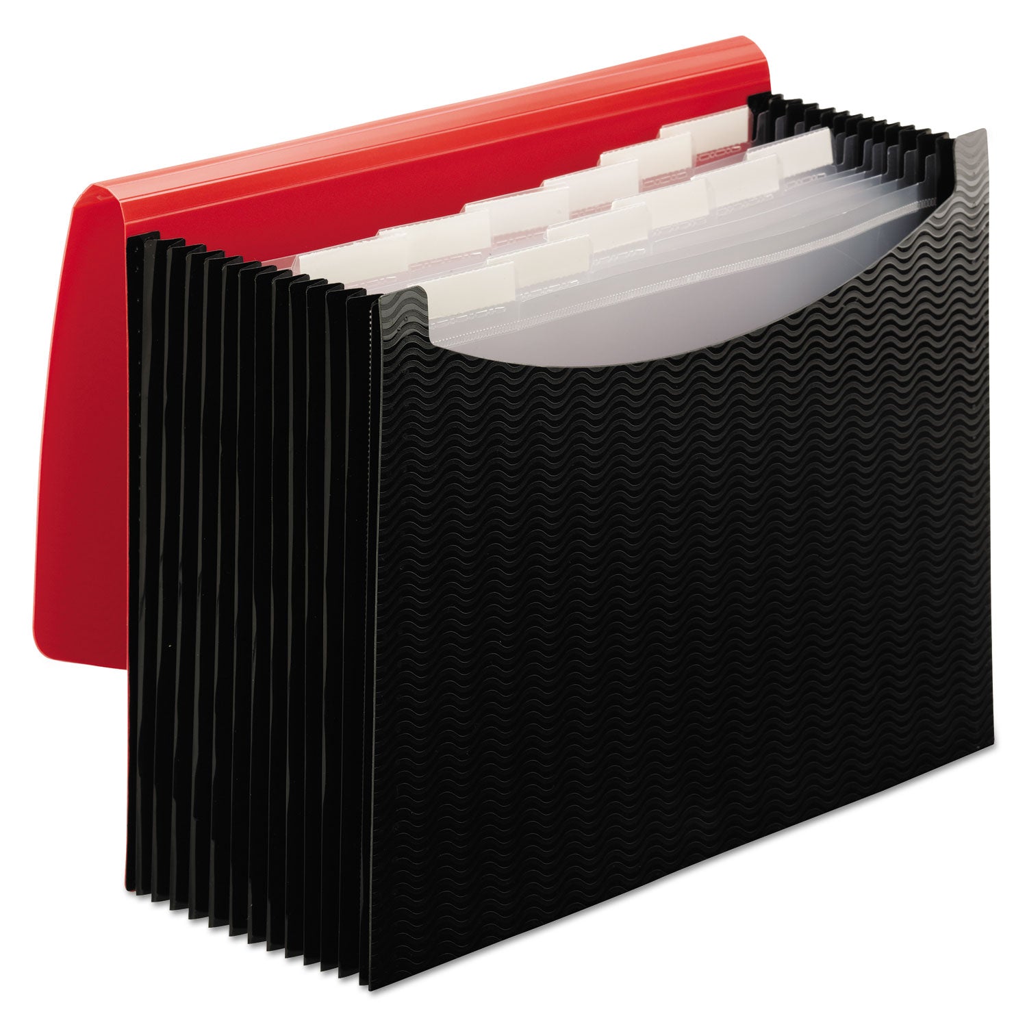Smead Letter Expanding File, 8 1/2" x 11", 12 Internal Pockets, Red/Black, 1 Each