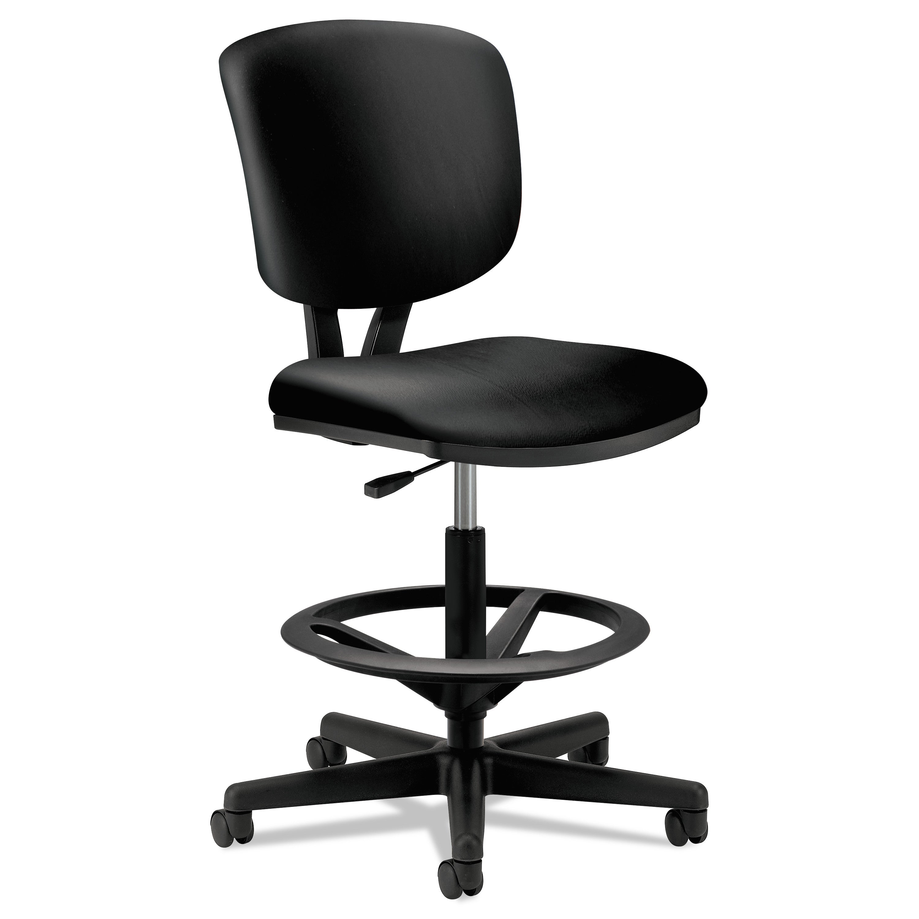 HON Volt Sitting Stool - Black Seat Color - Bonded Leather Seat Material - Black Back Color - Bonded Leather Back Material - Black Frame Color - Black - 1 Each